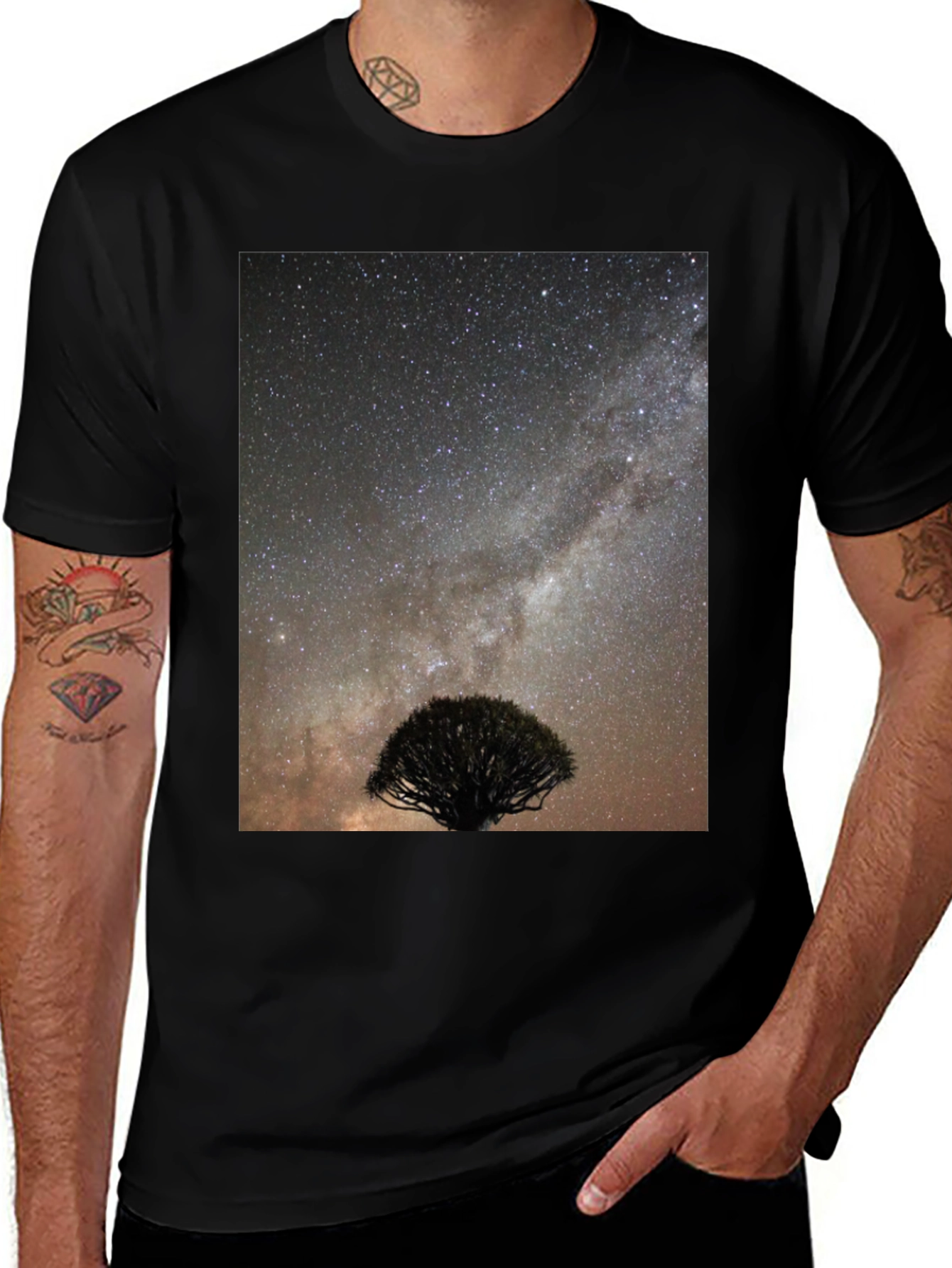 Milky Way Tree Black T-Shirt