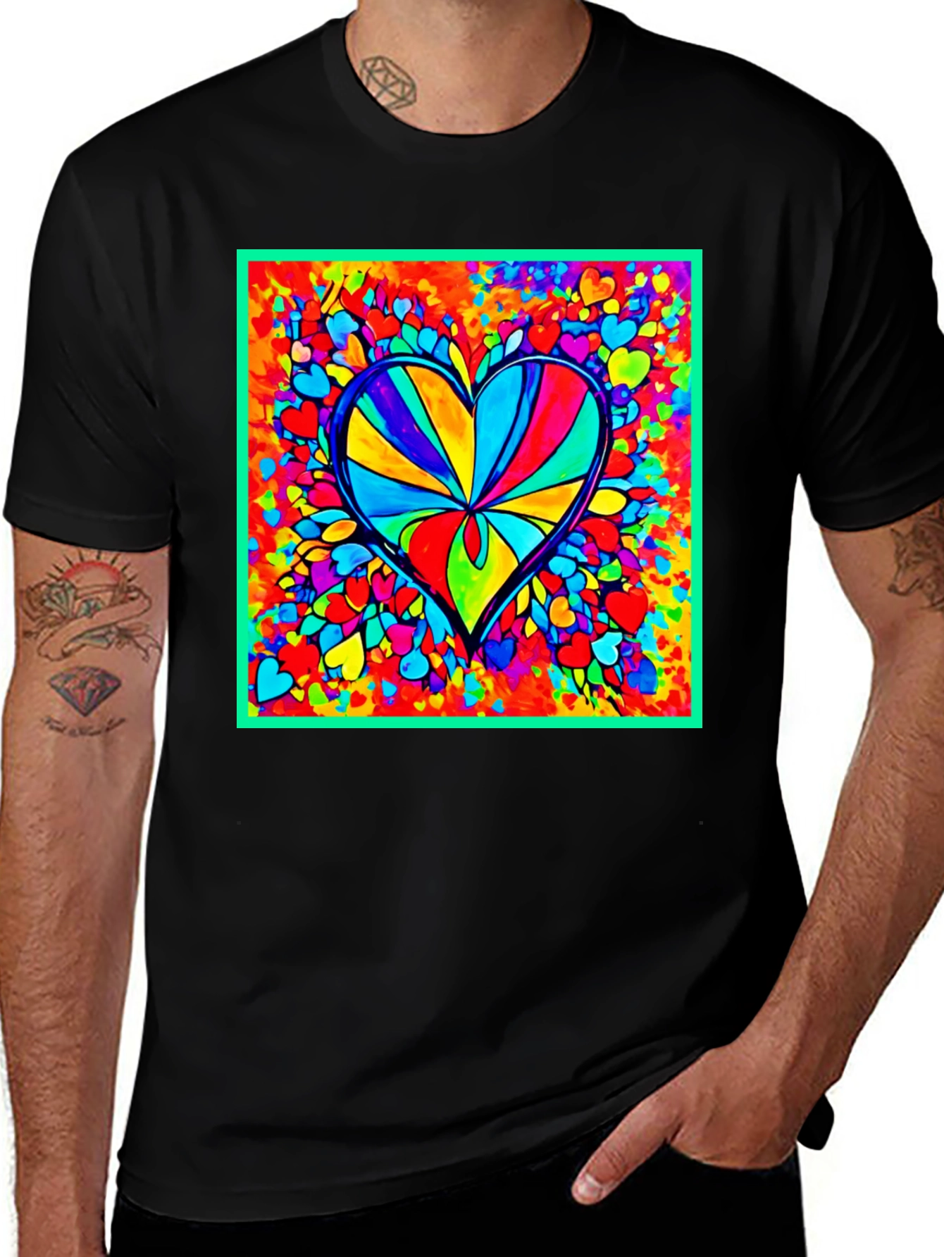 Variant 19 of Rainbow Heart T-Shirt - Vivid Graphic Print