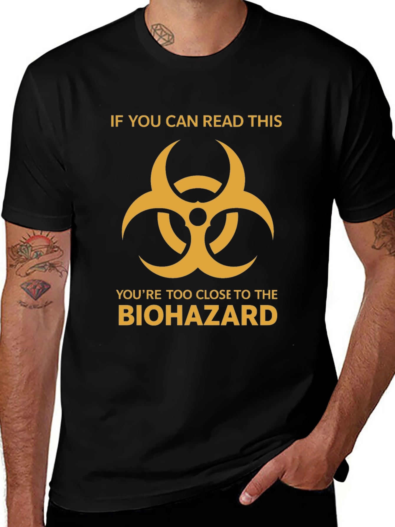 Variant 12 of Biohazard Warning T-Shirt - Read If You Dare!