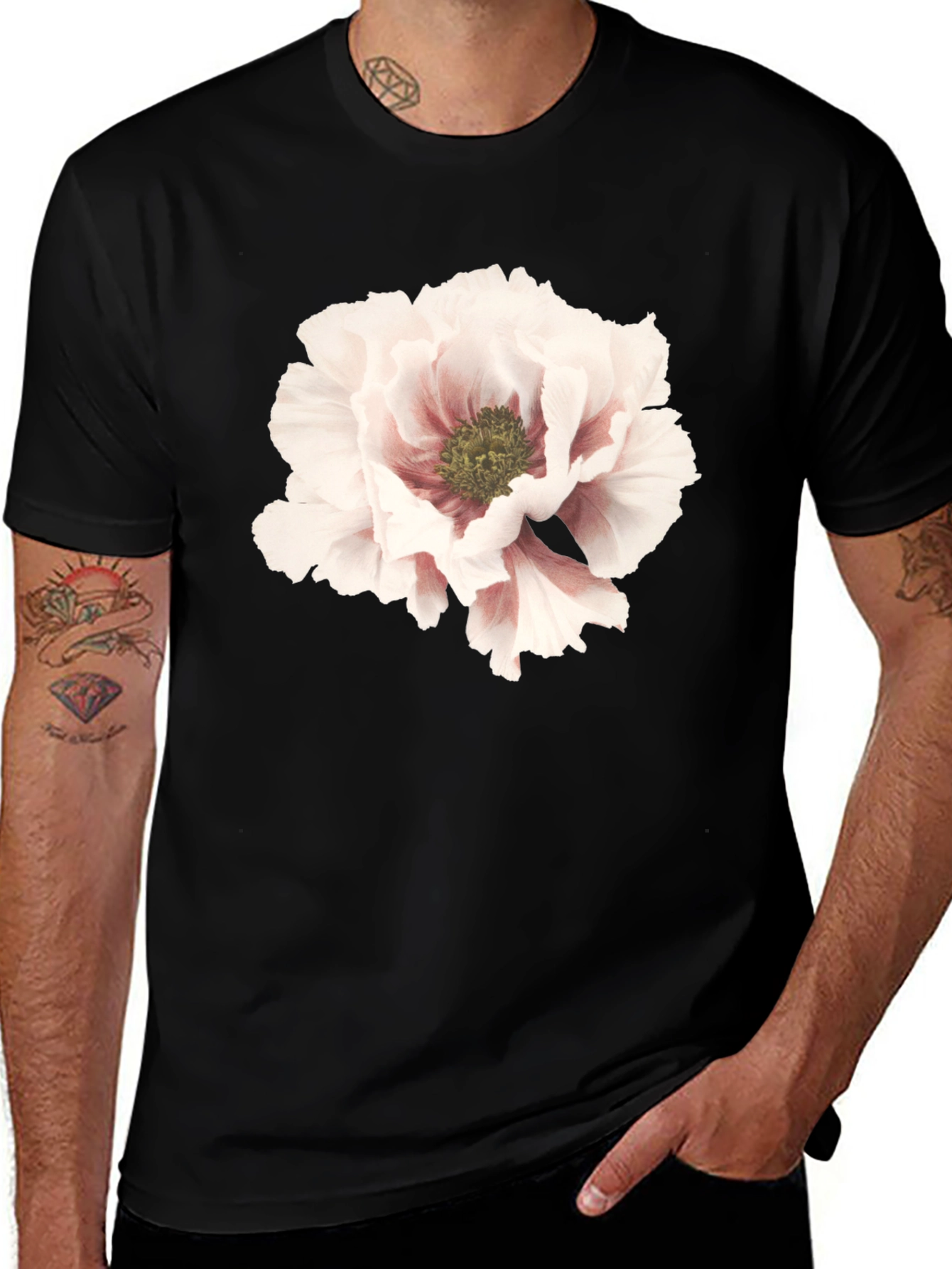 Variant 28 of Floral Print Black Tee