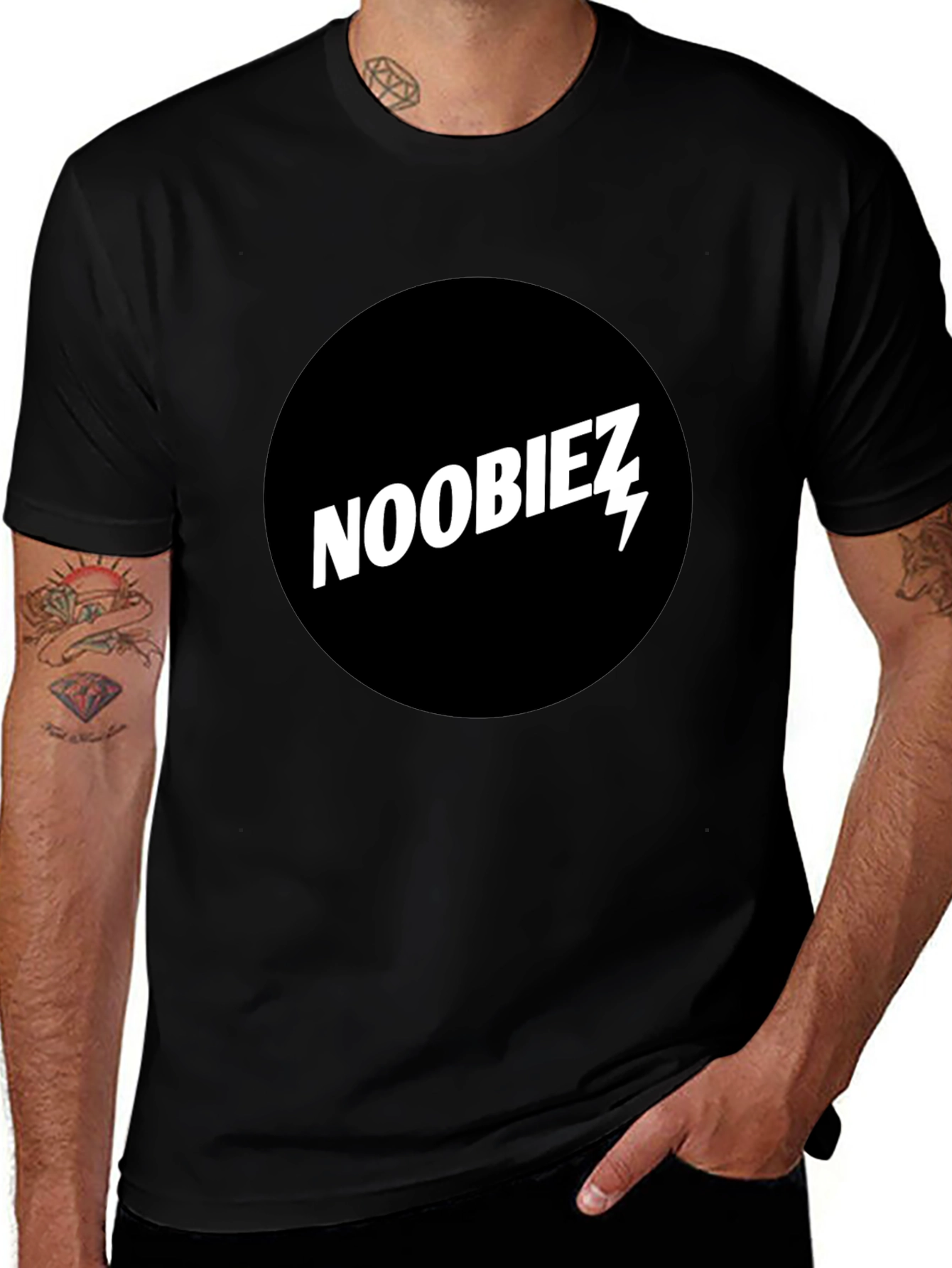 Variant 3 of Noobiez Graphic Tee - Black Cotton Crew Neck T-Shirt
