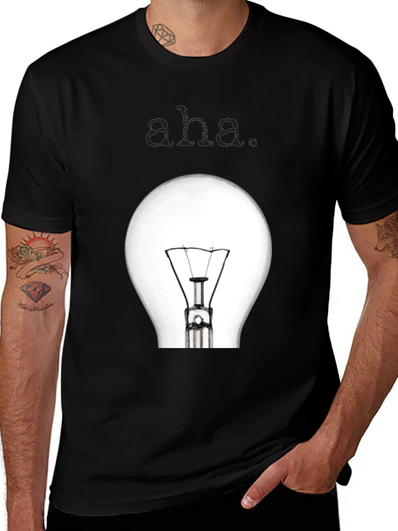Variant 8 of Aha. Lightbulb Graphic Tee - Mens Black T-Shirt