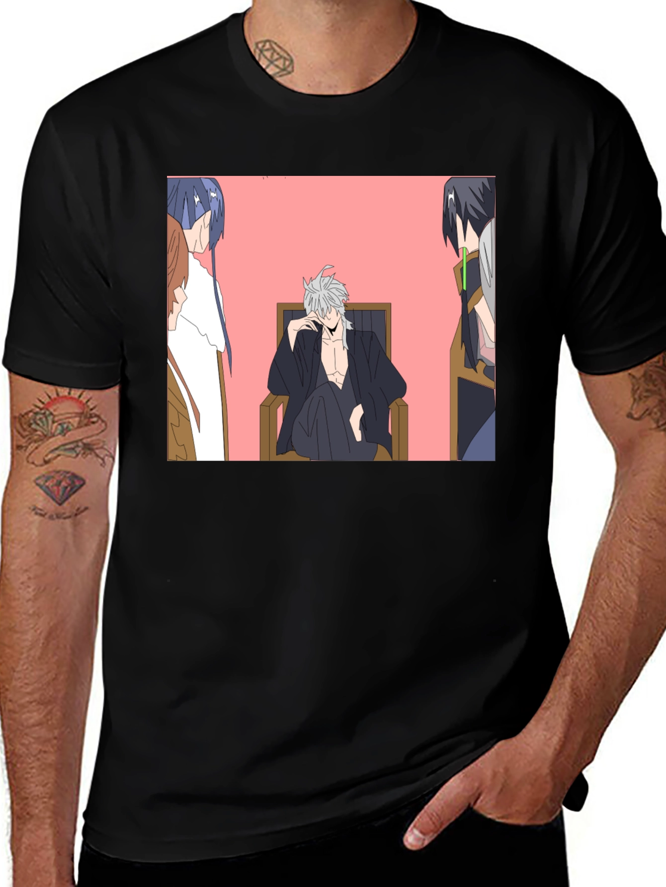 Variant 19 of Anime Character Graphic Black T-Shirt