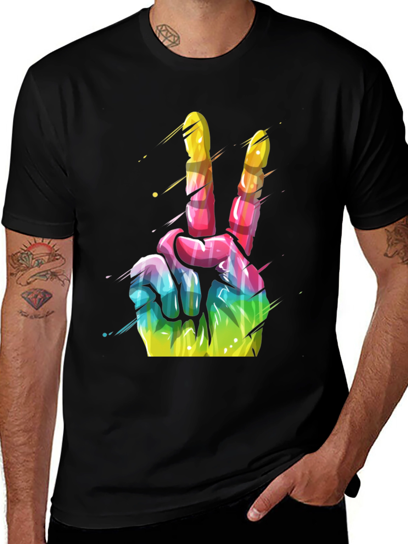 Variant 21 of Colorful Peace Sign Graphic Tee