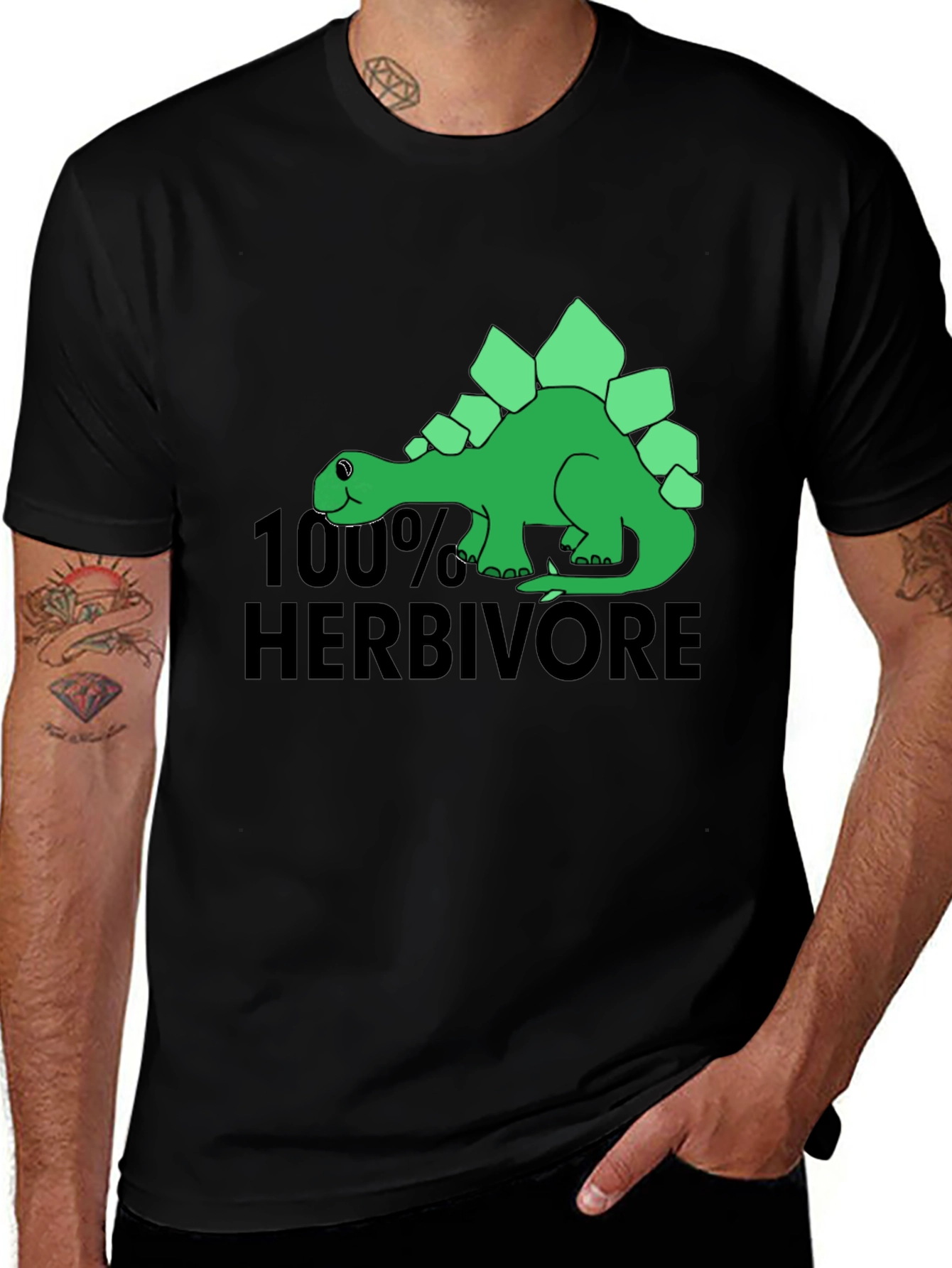 Variant 25 of 100% Herbivore Black T-Shirt Dinosaur Graphic