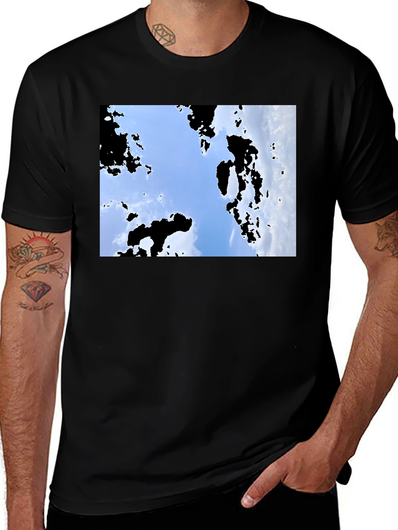 Sky Cloud Black T-Shirt