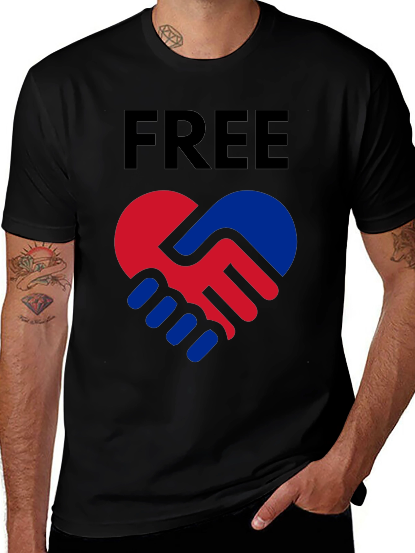Free Heart Handshake Graphic T-Shirt