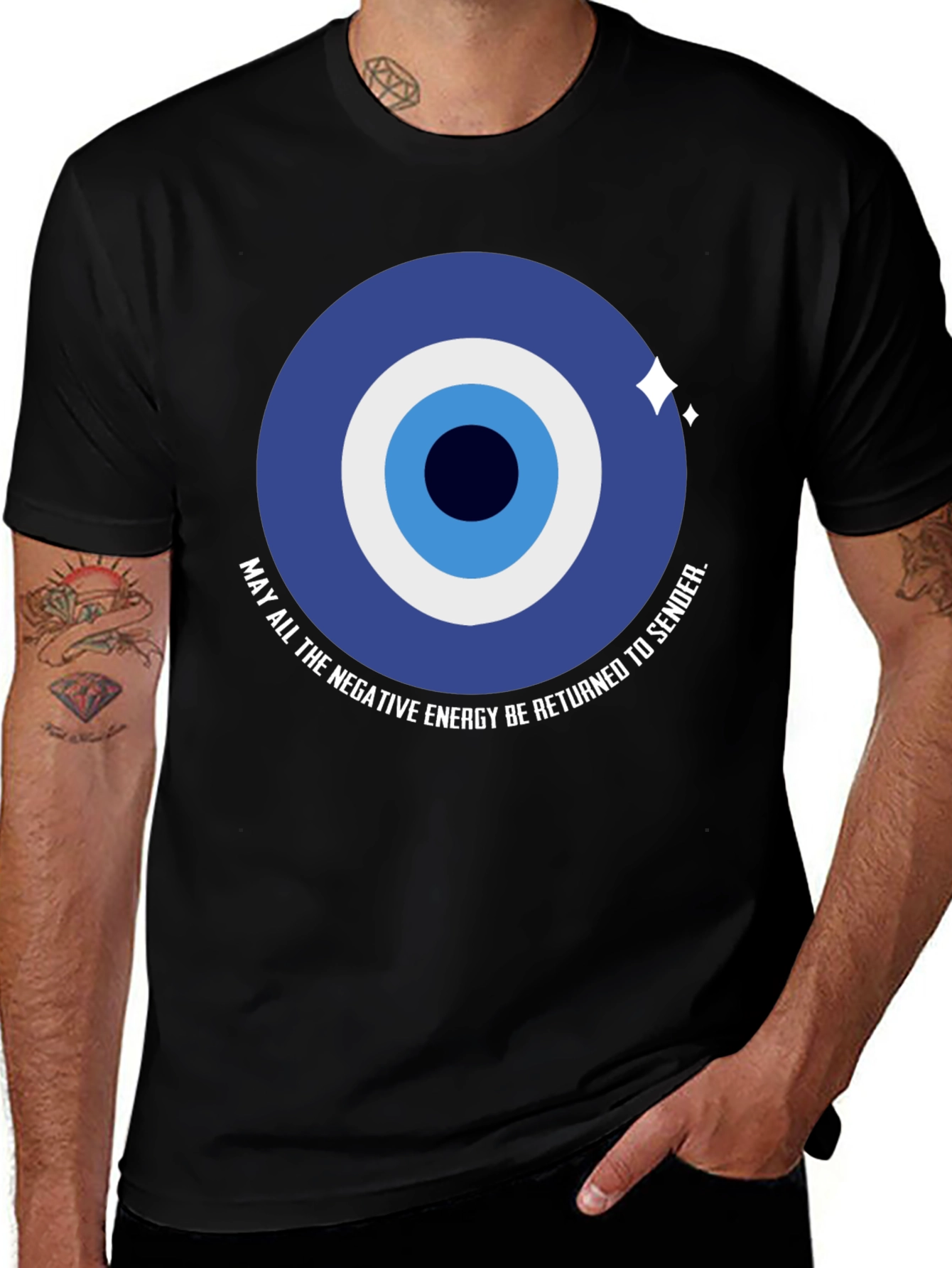 Variant 21 of Evil Eye Protection T-Shirt - Return to Sender Design