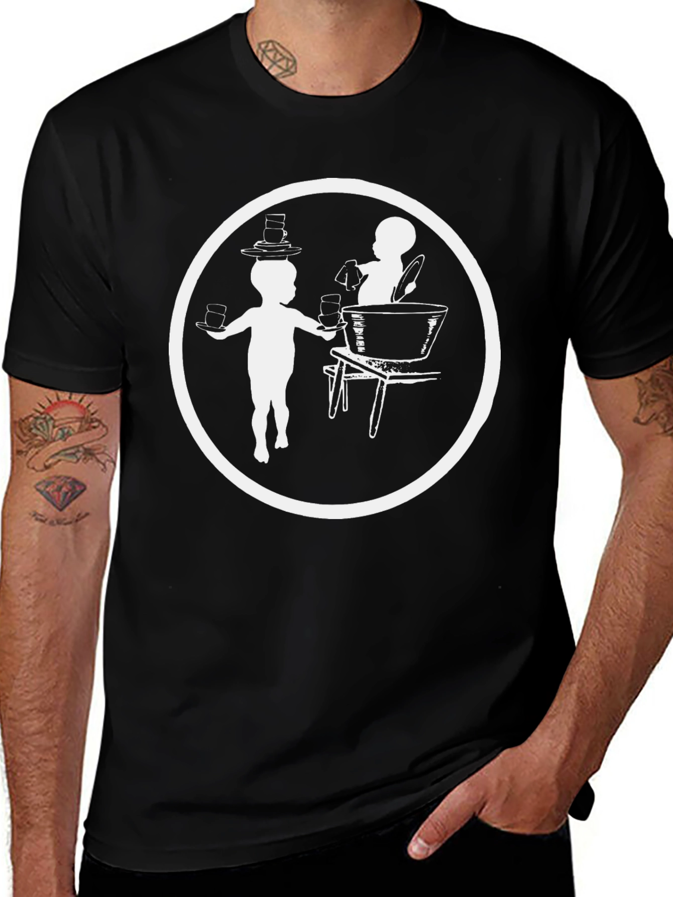 Variant 18 of Vintage Tea Party T-Shirt - Black Graphic Tee