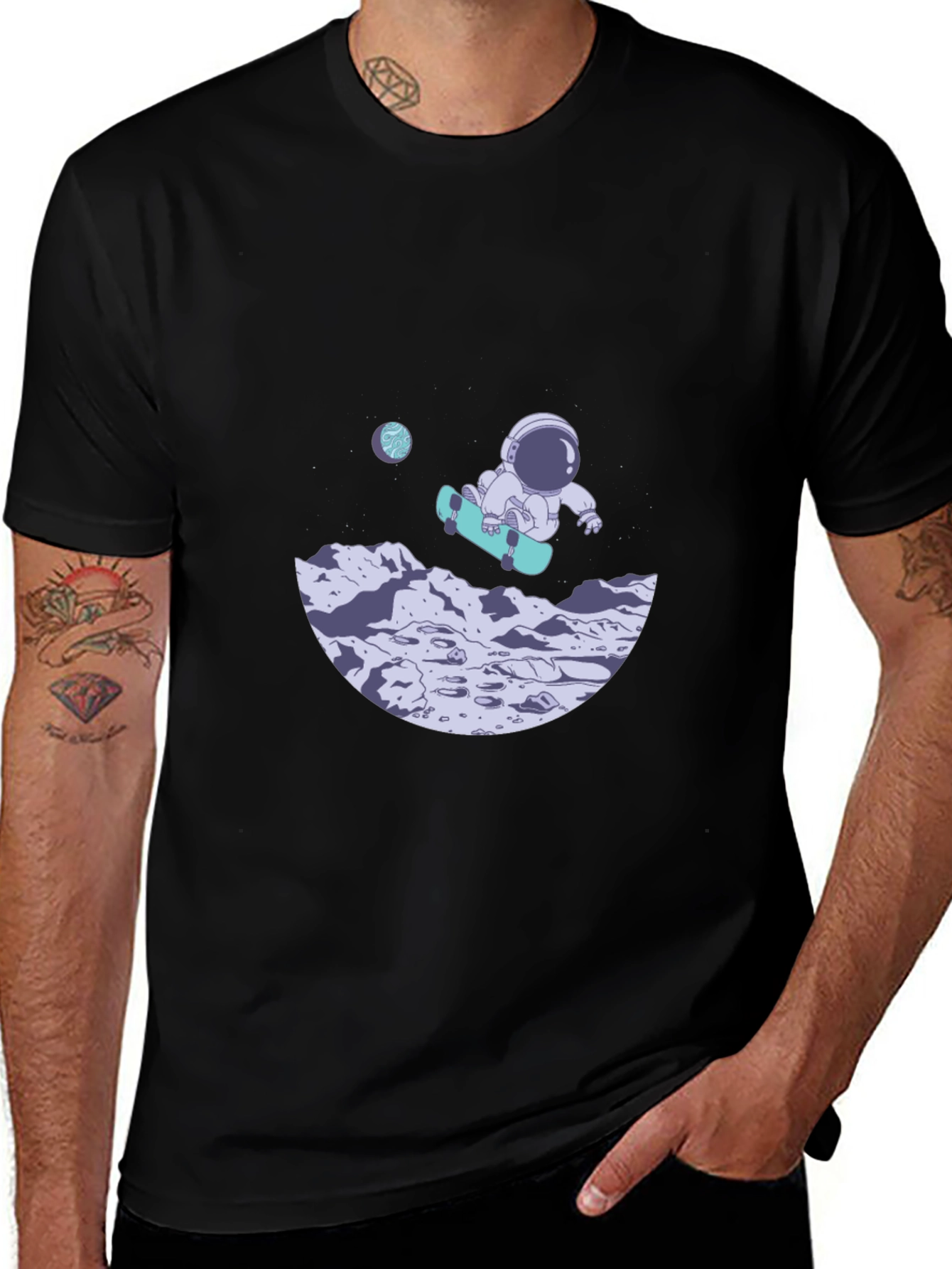 Variant 6 of Astronaut Skateboard Black T-Shirt