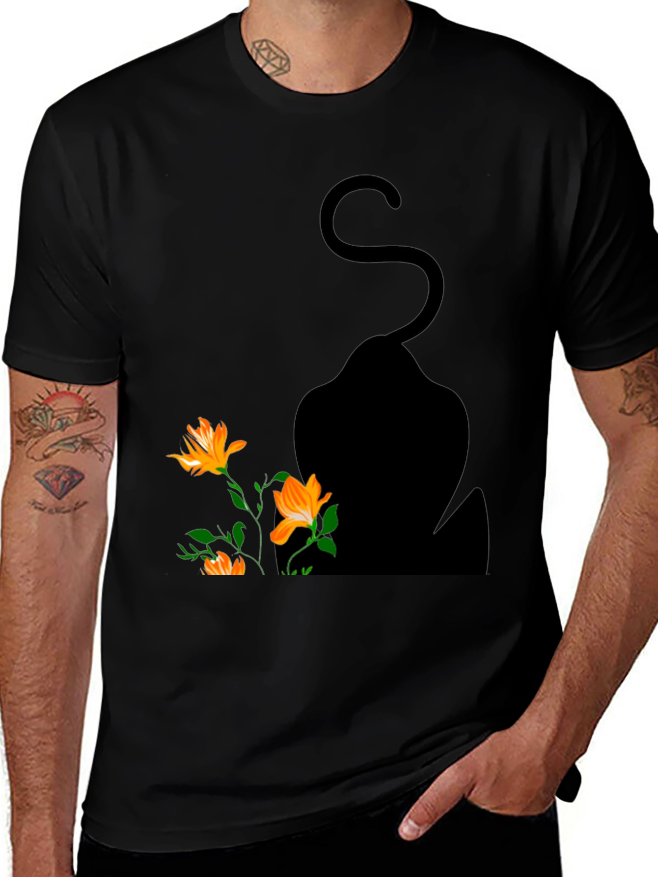 Variant 3 of Floral Hook Graphic Tee - Stylish Black Cotton T-Shirt