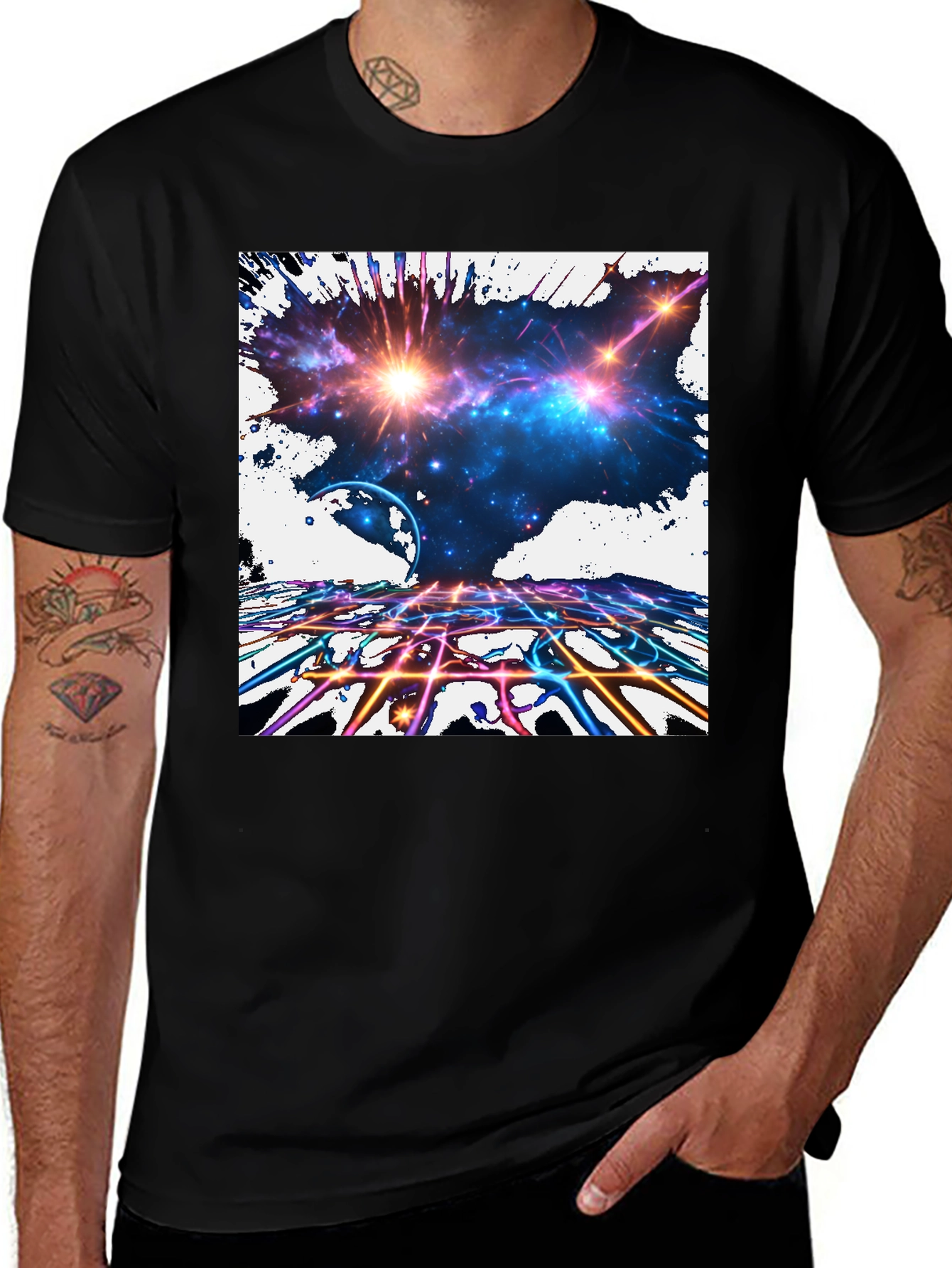 Variant 6 of Galaxy Explosion Graphic Black T-Shirt