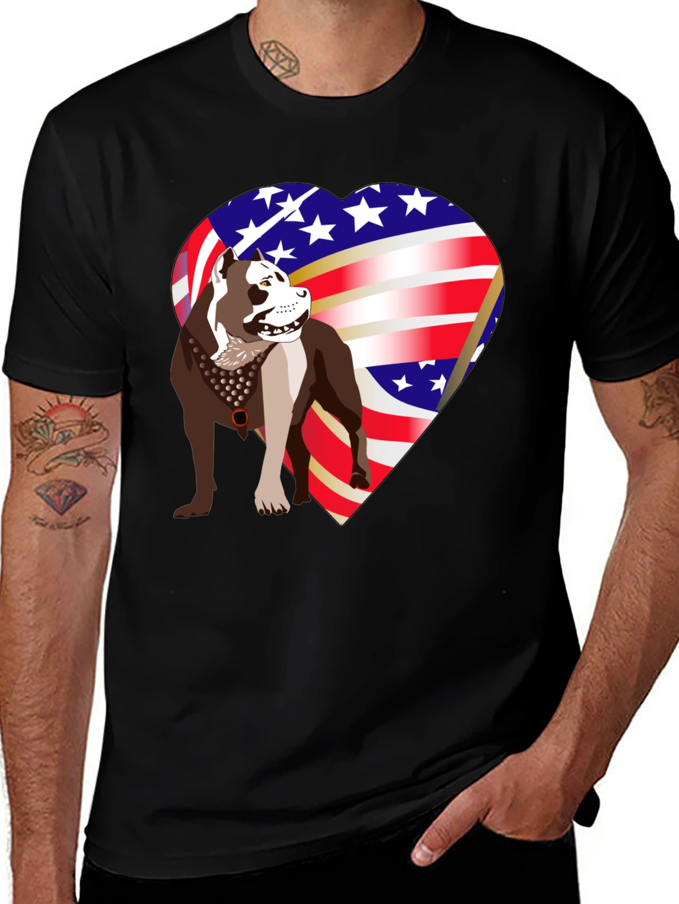 Variant 12 of Patriotic Pitbull Heart T-Shirt