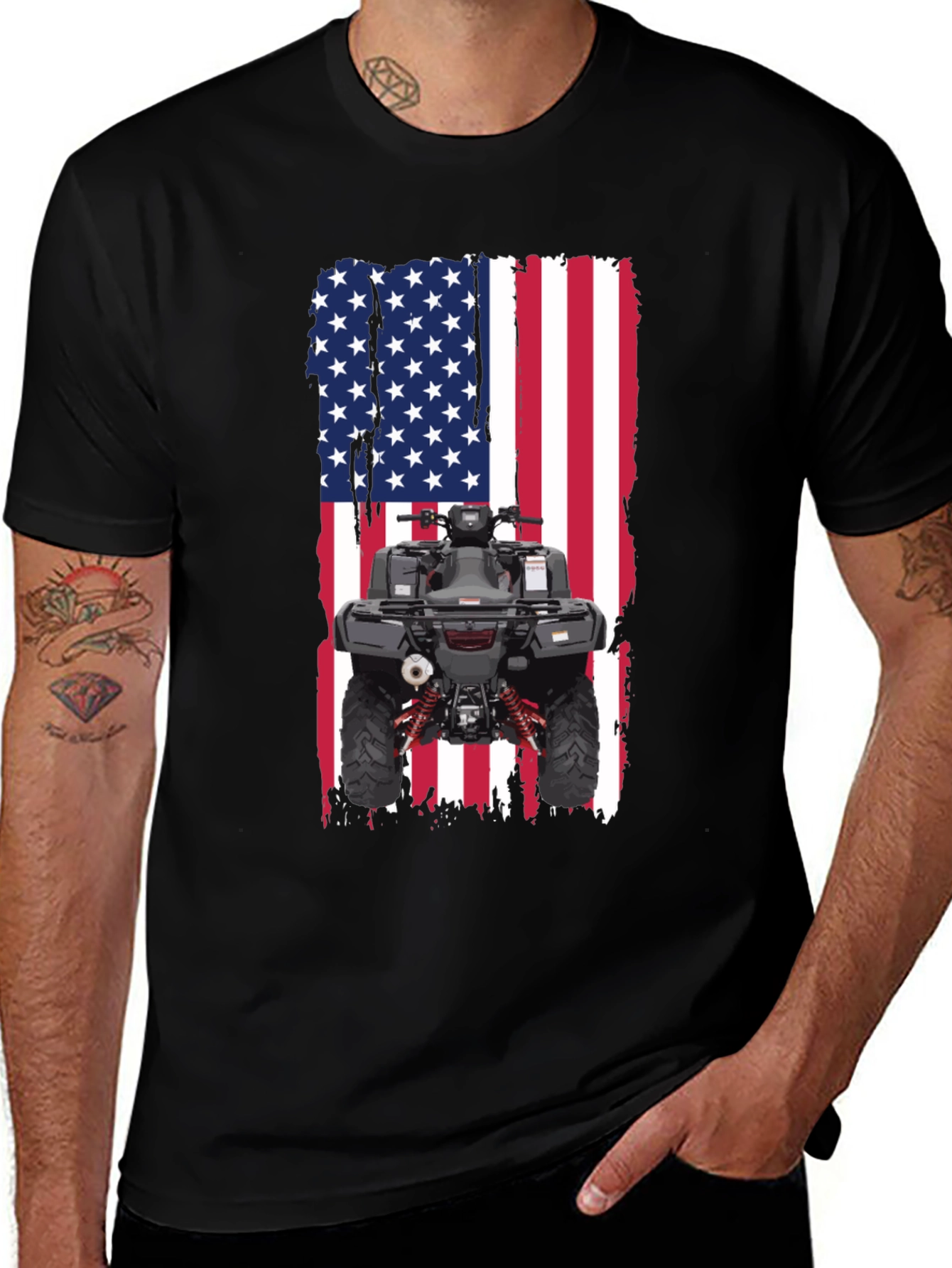 American Flag ATV Black T-Shirt