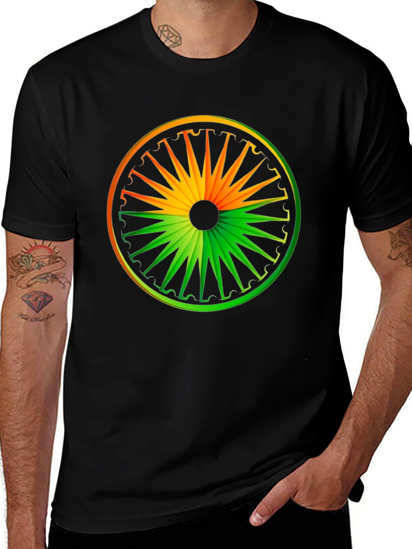 Ashoka Chakra Graphic Black T-Shirt