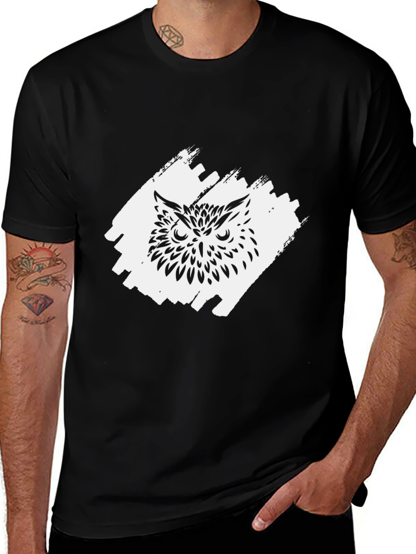Variant 6 of Black Owl Graphic Tee - Stylish Men's Casual T-Shirt