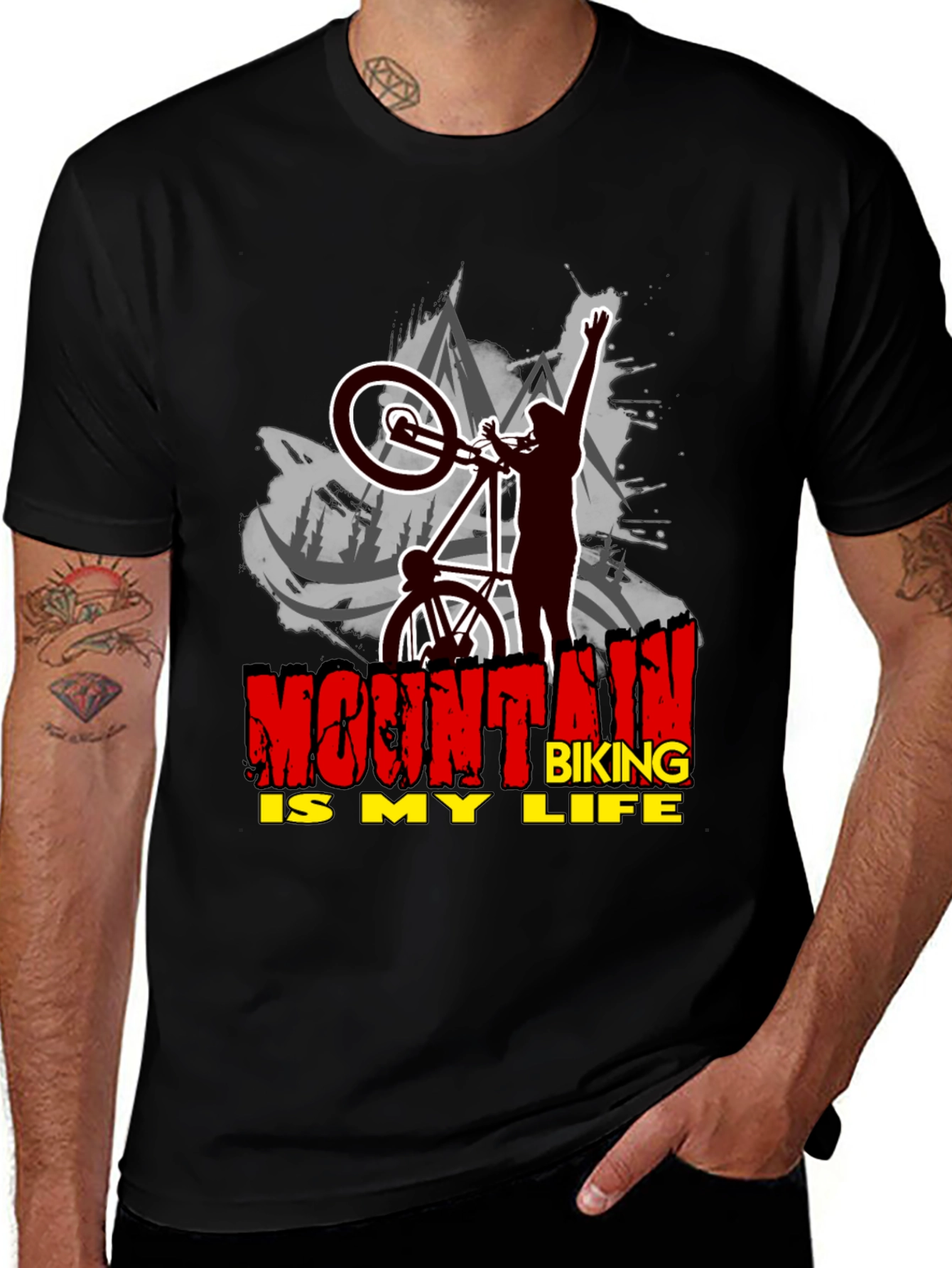 Variant 26 of Mountain Biking Is My Life Black T-Shirt
