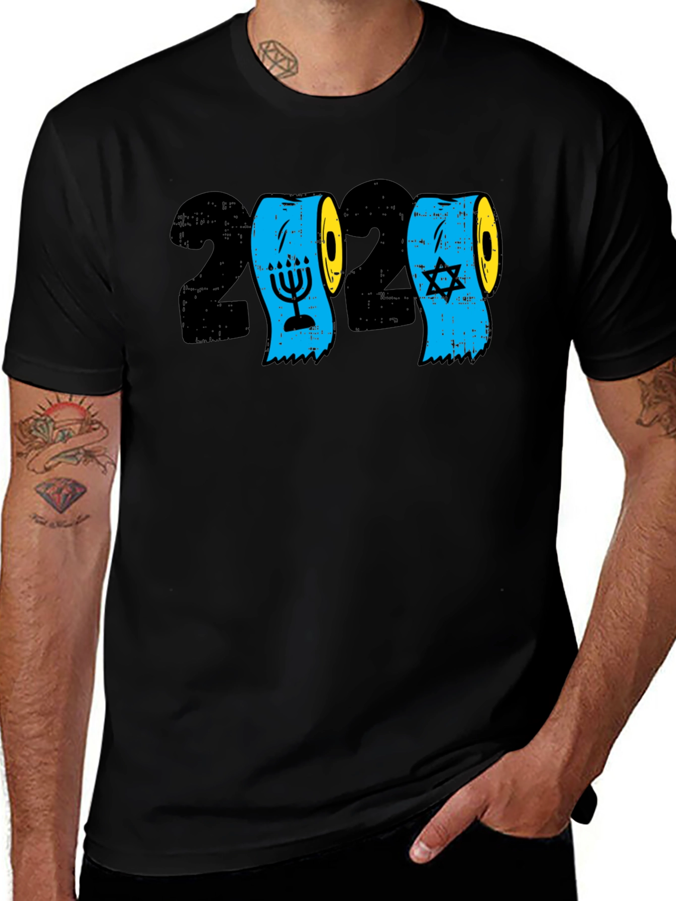 Variant 11 of 2020 Toilet Paper Hanukkah Star of David Men's Black T-Shirt