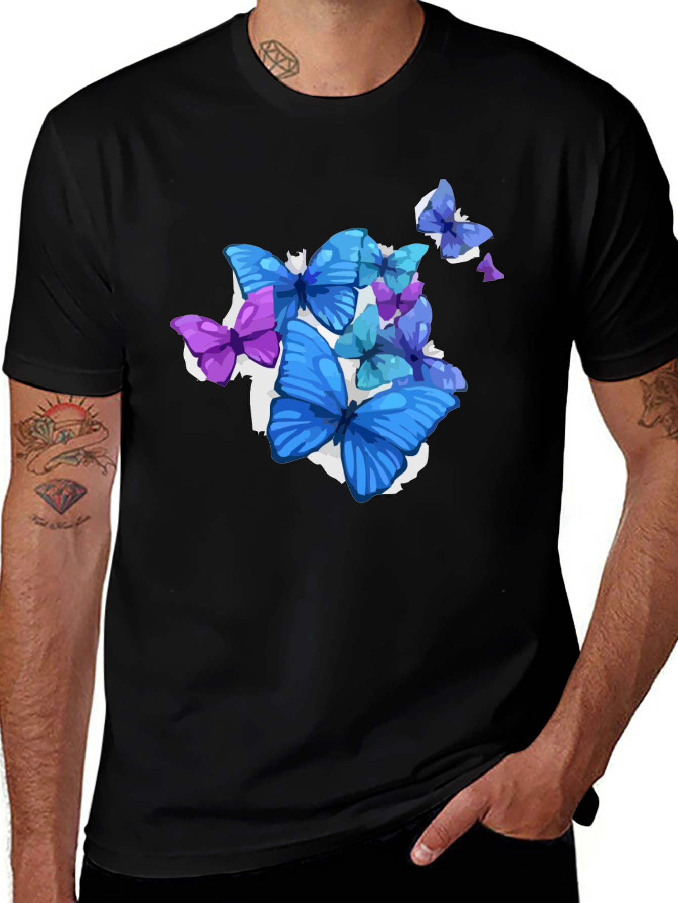 Variant 8 of Butterfly Graphic Black T-Shirt - Men's Fashion