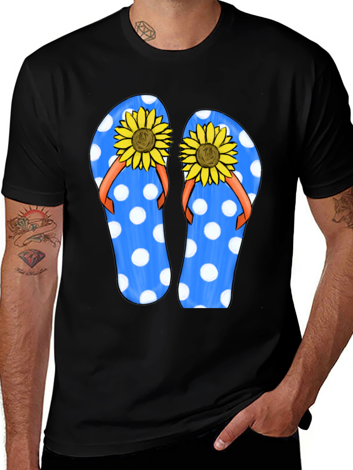 Variant 6 of Sunflower Flip Flop Graphic Tee - Summer Vibes