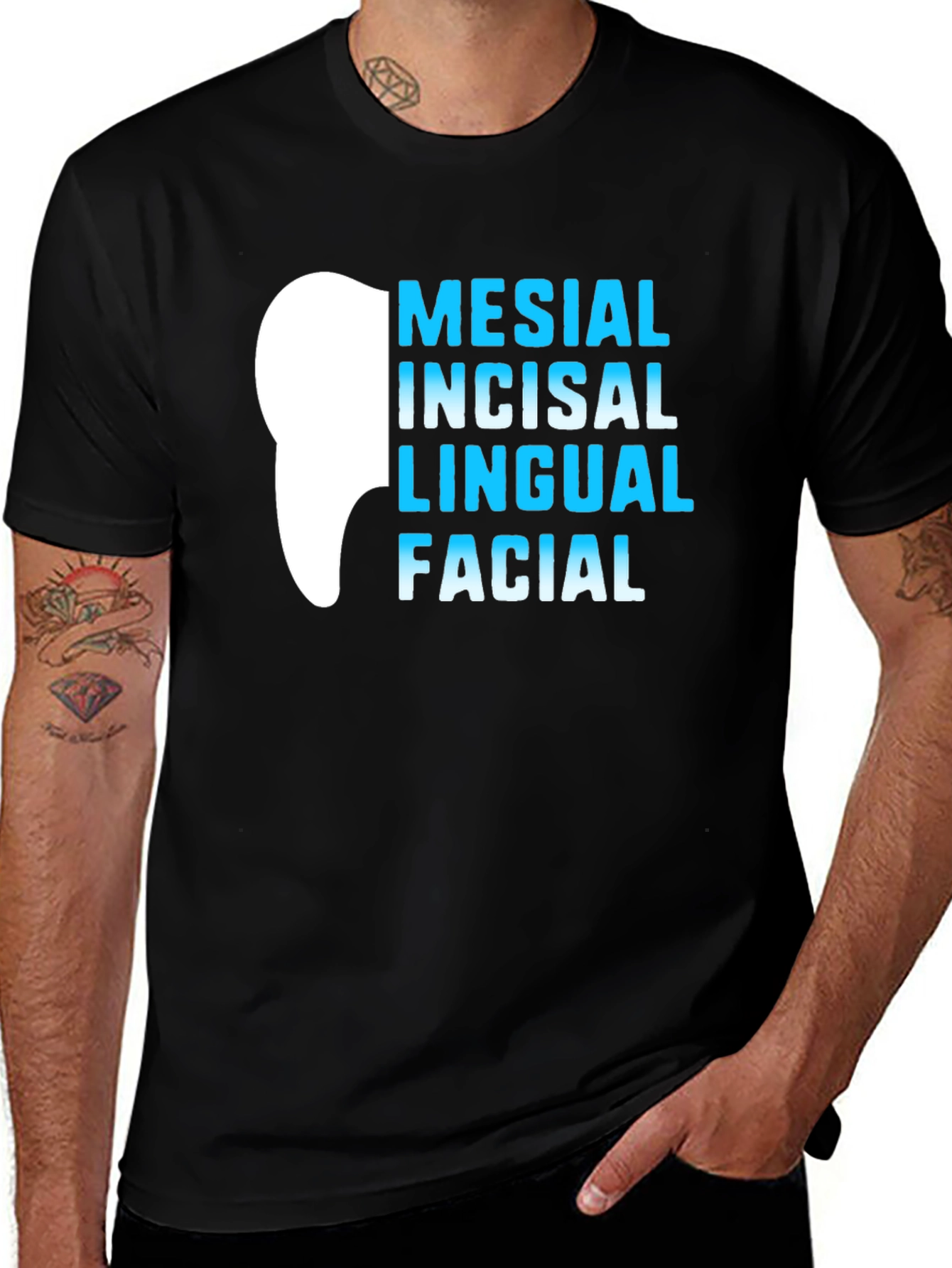 Variant 23 of Dental Anatomy T-Shirt - Mesial Incisal Lingual Facial - Dentist Gift
