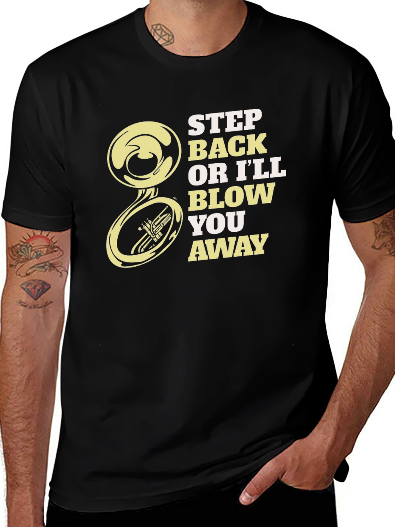 Variant 9 of Step Back Or I'll Blow You Away Black T-Shirt