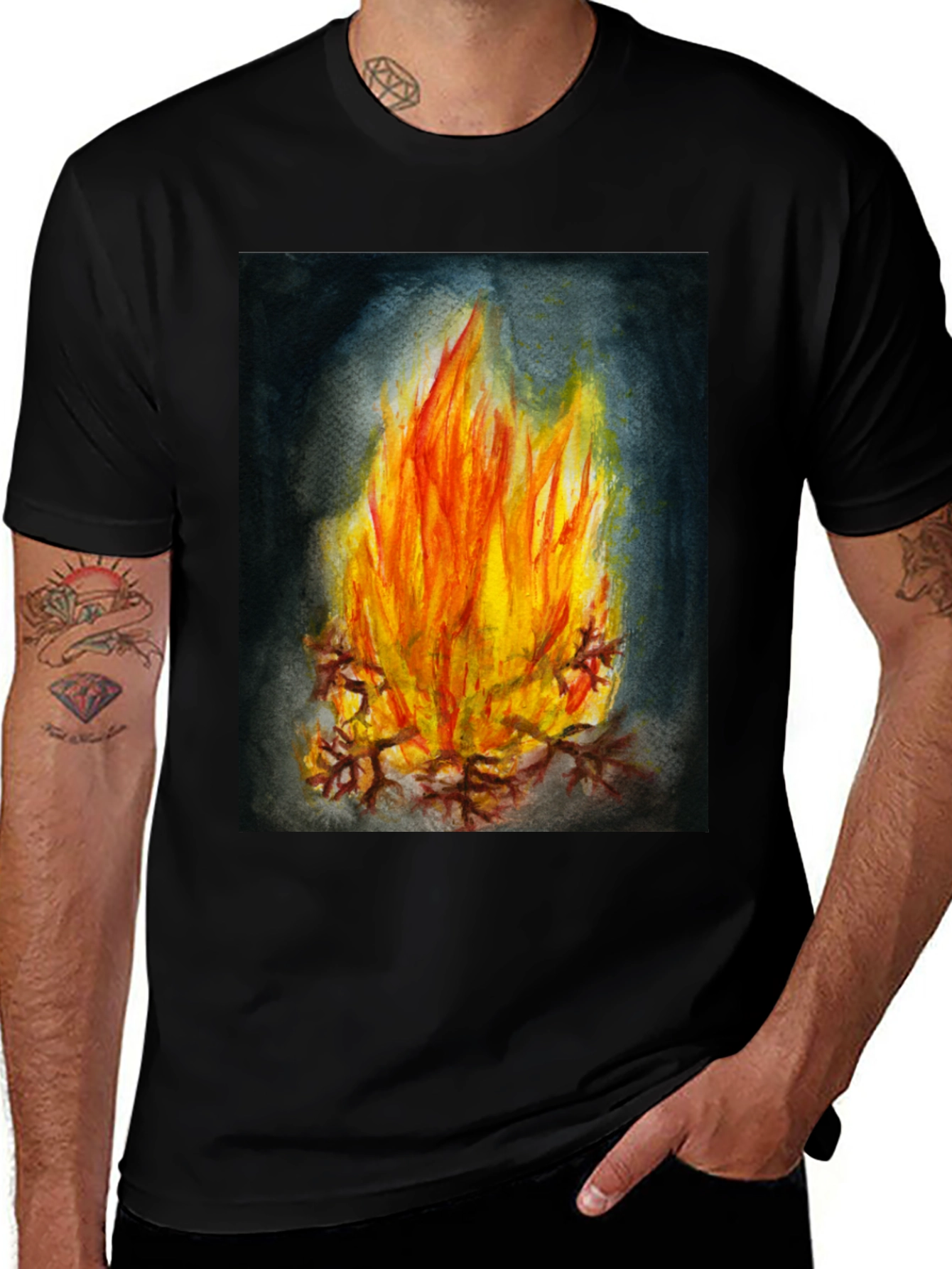 Variant 5 of Flame Design Black T-Shirt