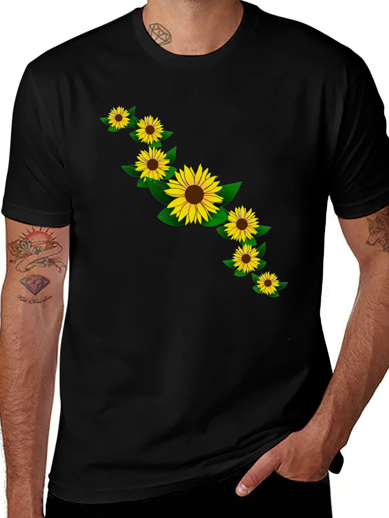 Variant 4 of Sunflower Graphic Black T-Shirt