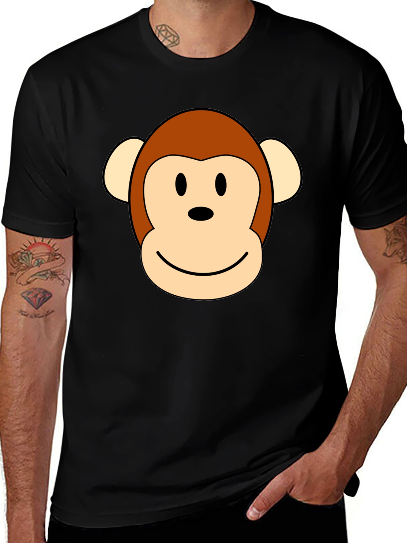 Variant 25 of Monkey Face Graphic Tee - Classic Black T-Shirt