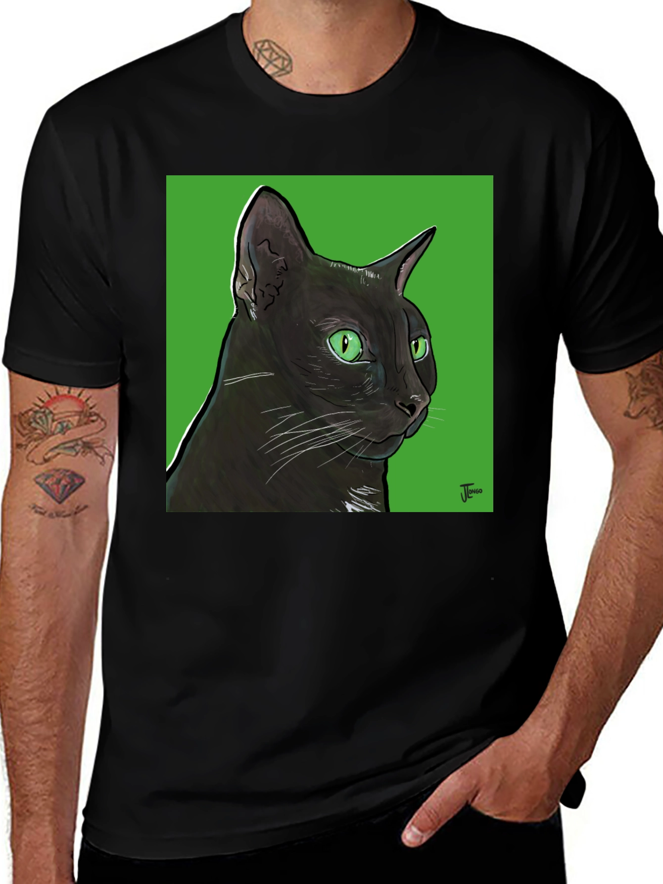 Variant 23 of Cool Cat Graphic Tee - Black