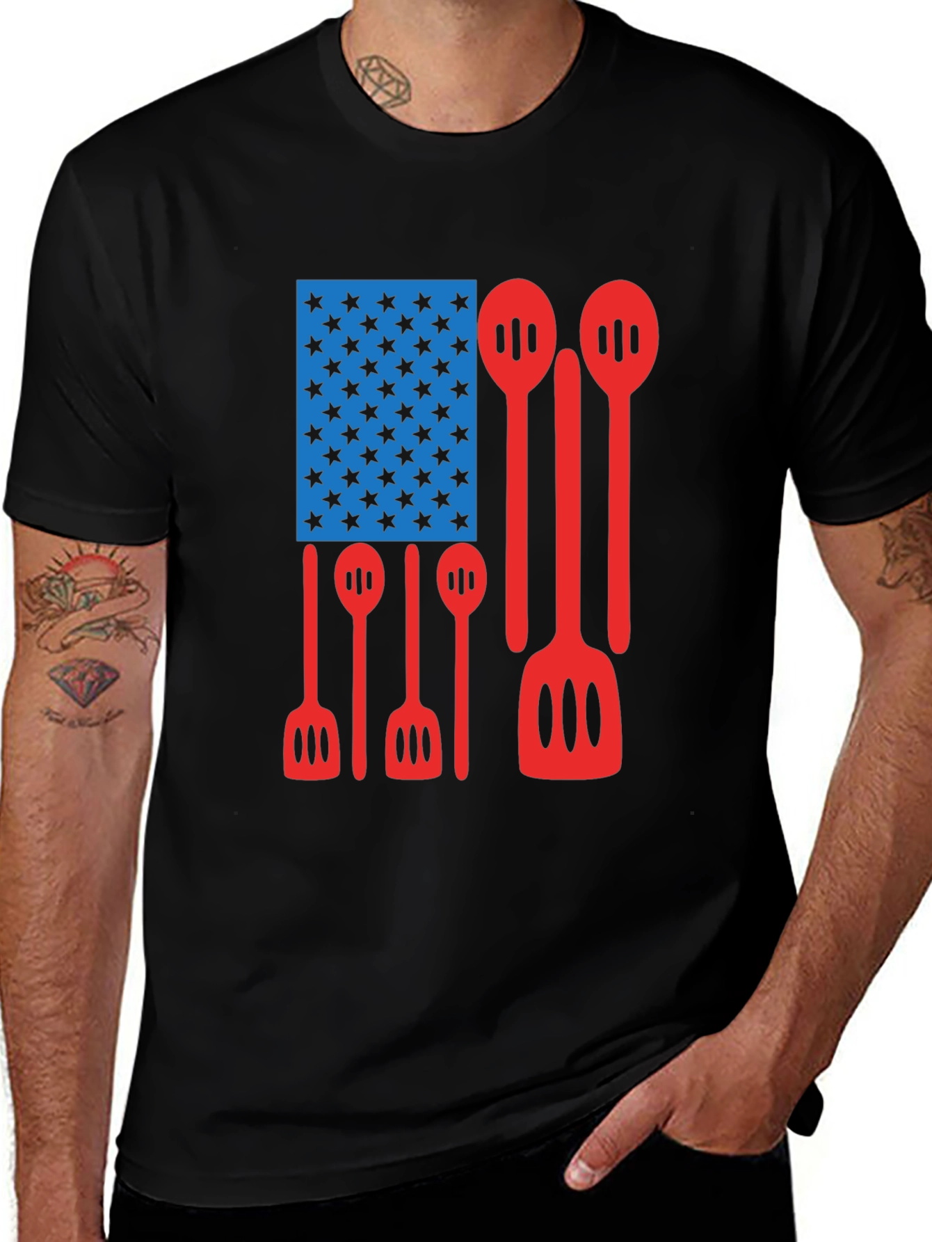 Variant 6 of Chef Flag T-Shirt - Patriotic Cooking Spatula Design