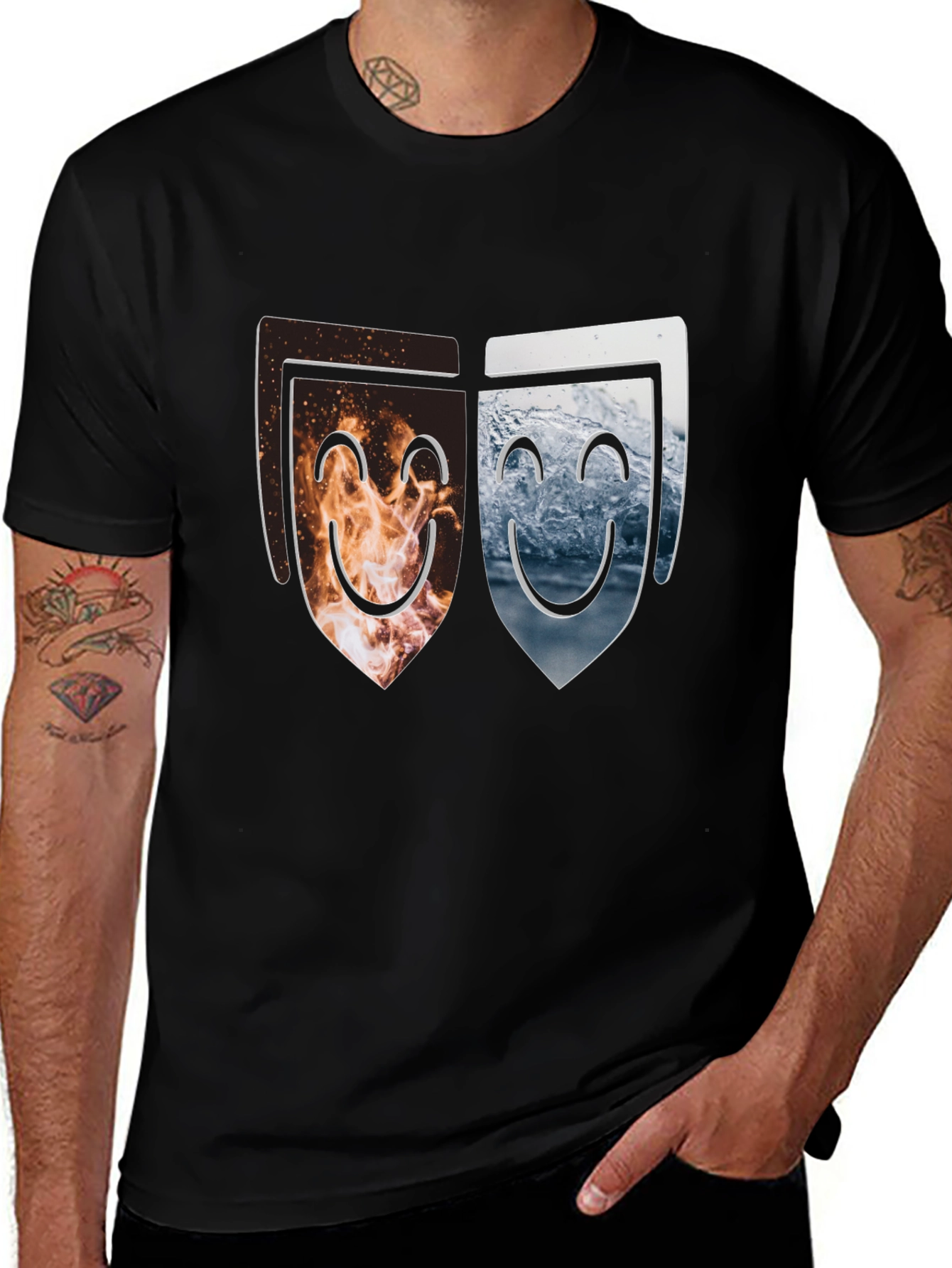 Variant 23 of Fire and Ice Drama Face Graphic Tee