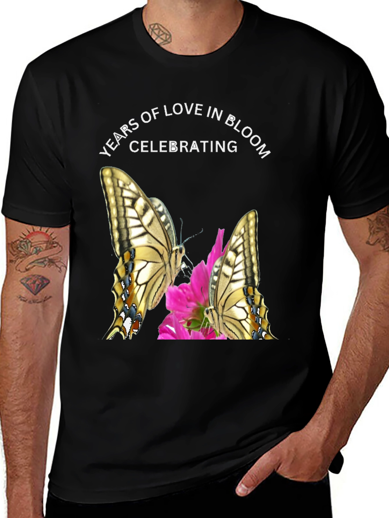 Variant 23 of Years of Love in Bloom T-Shirt, Butterfly Design