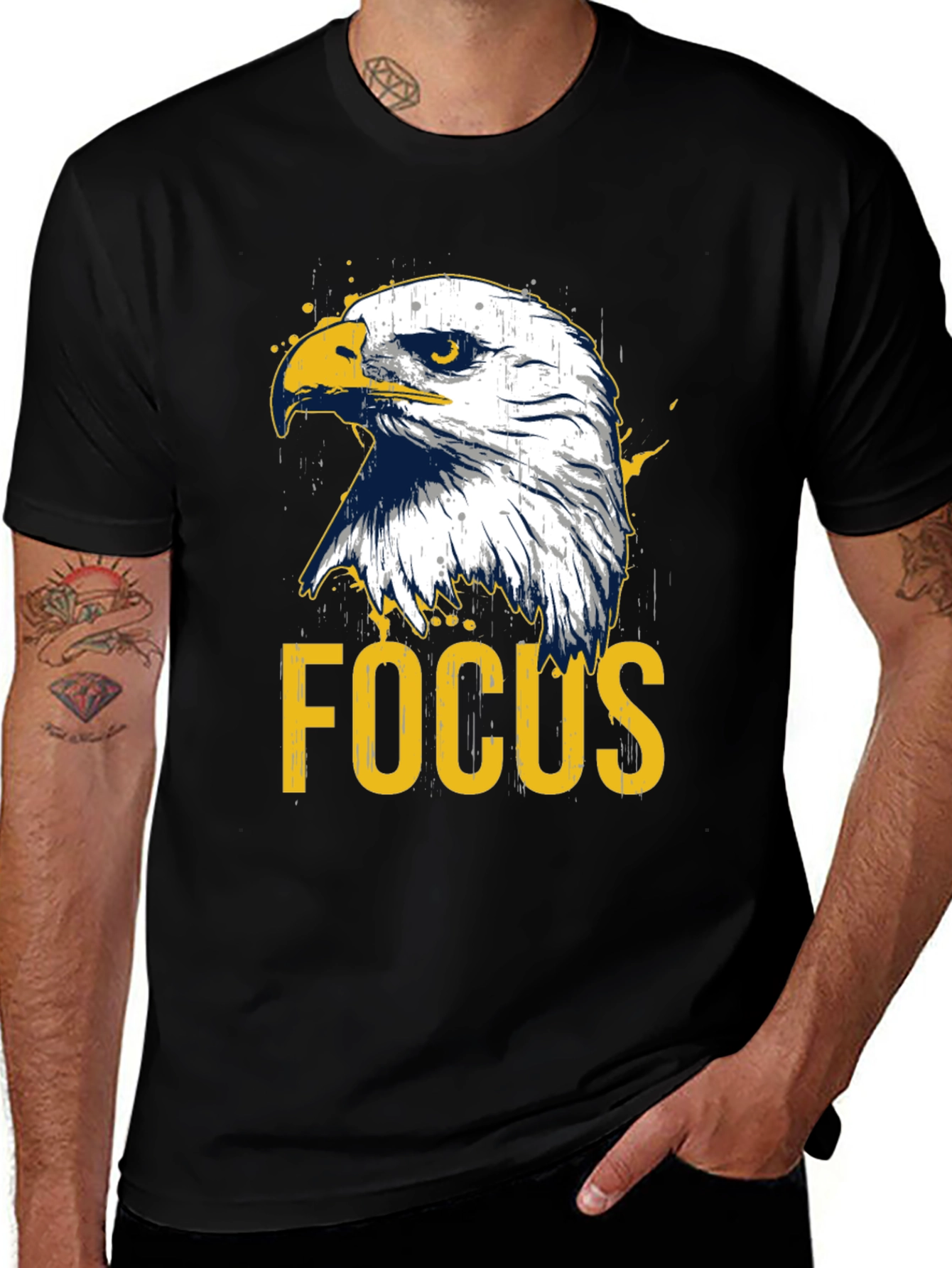 Variant 26 of Eagle Focus Graphic Tee - Black Cotton T-Shirt