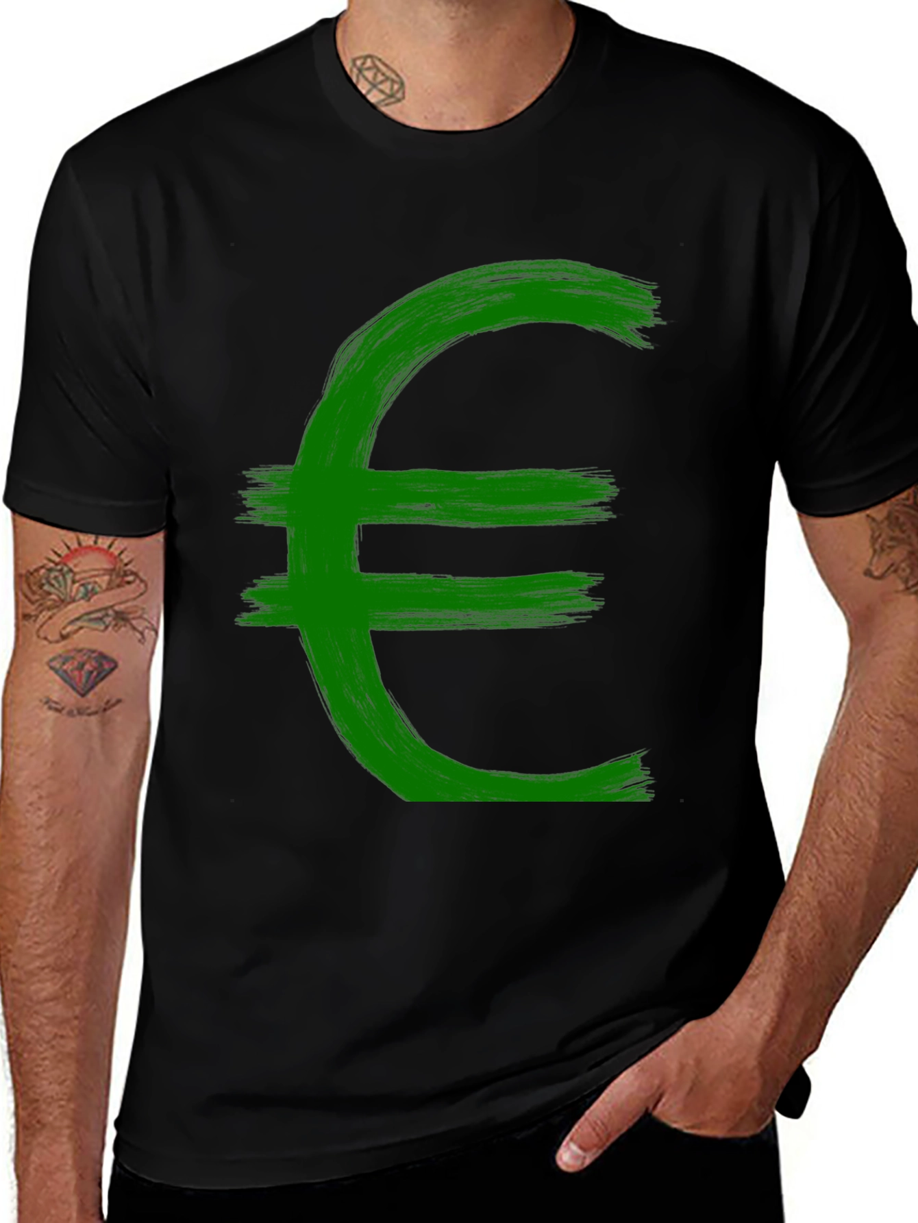 Variant 22 of Euro Symbol Graphic Tee - Brushstroke Design