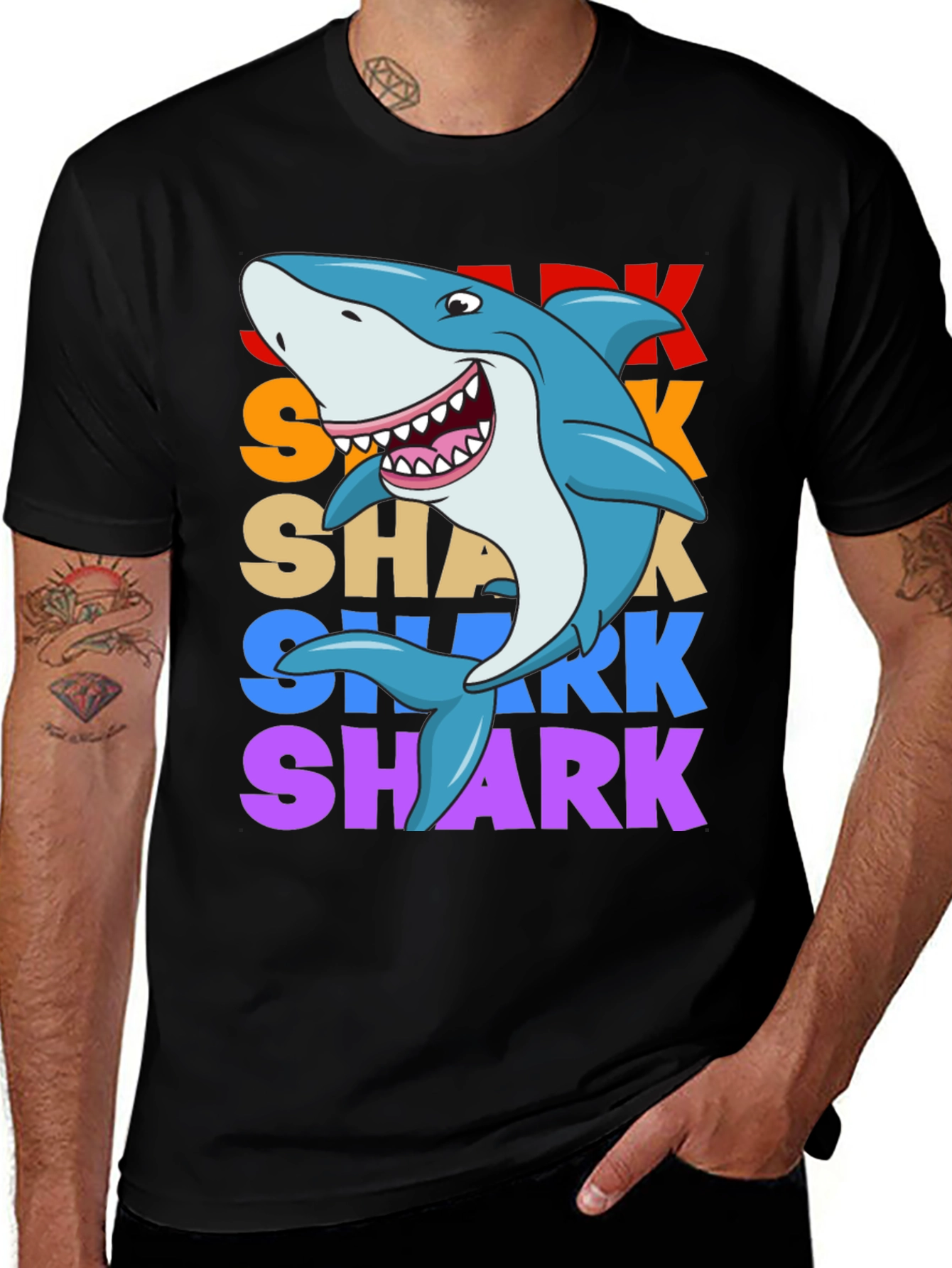 Variant 7 of Shark Graphic Print T-Shirt - Black