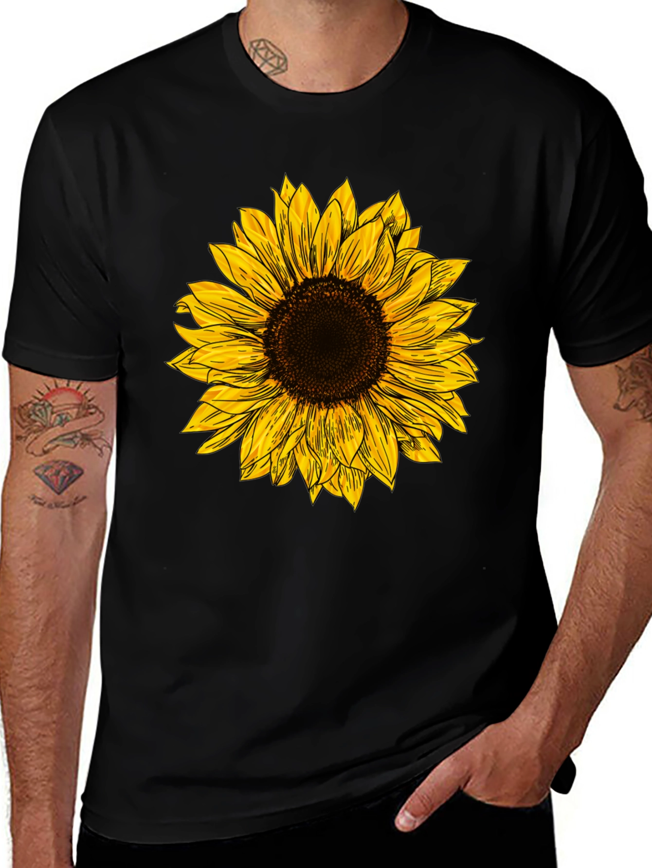 Variant 30 of Sunflower Graphic Black T-Shirt