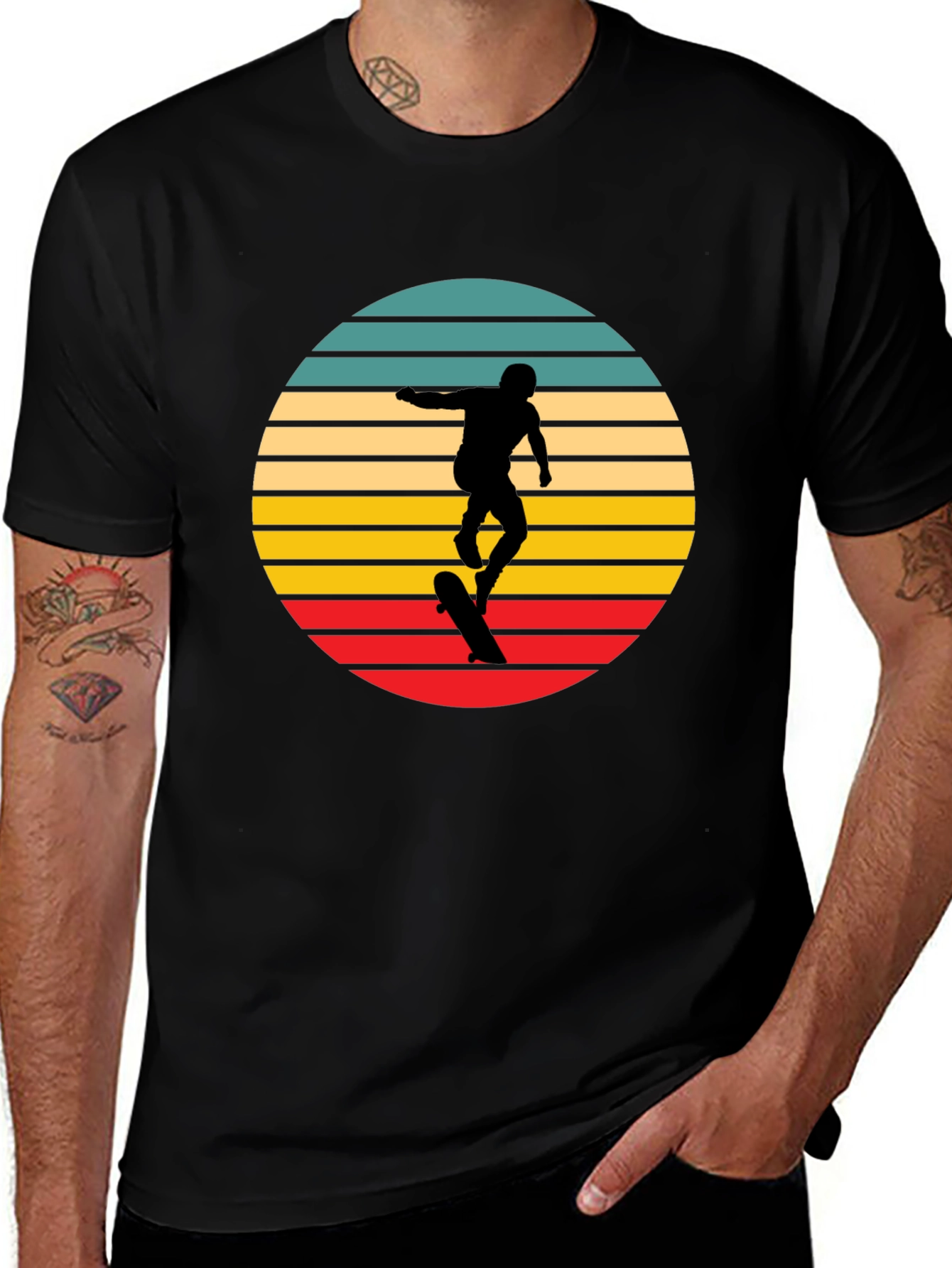 Variant 28 of Skater Silhouette Retro T-Shirt - Cool Graphic Tee