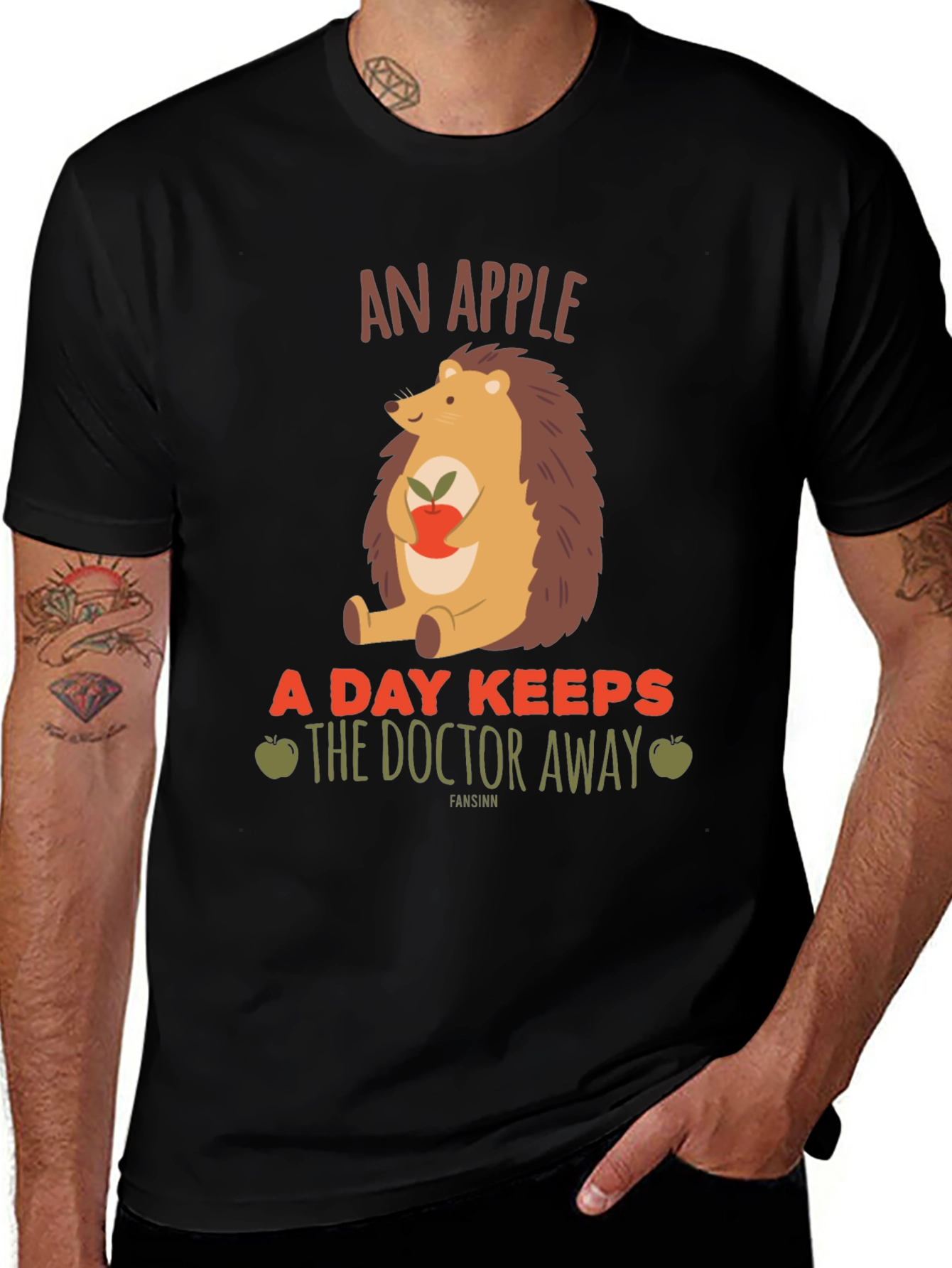 Variant 17 of An Apple a Day T-Shirt: Hedgehog Graphic Tee