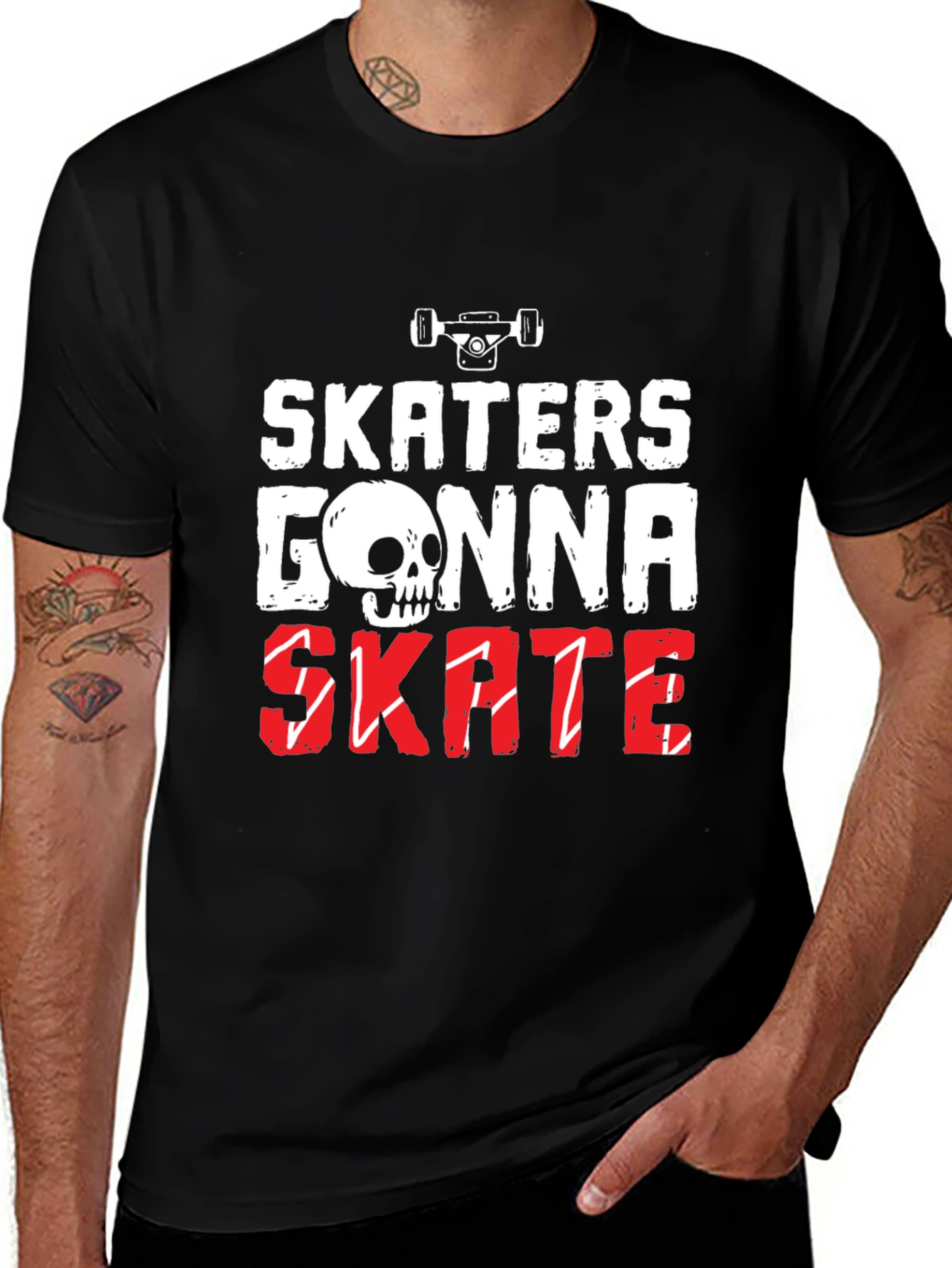 Skaters Gonna Skate Black Graphic Tee