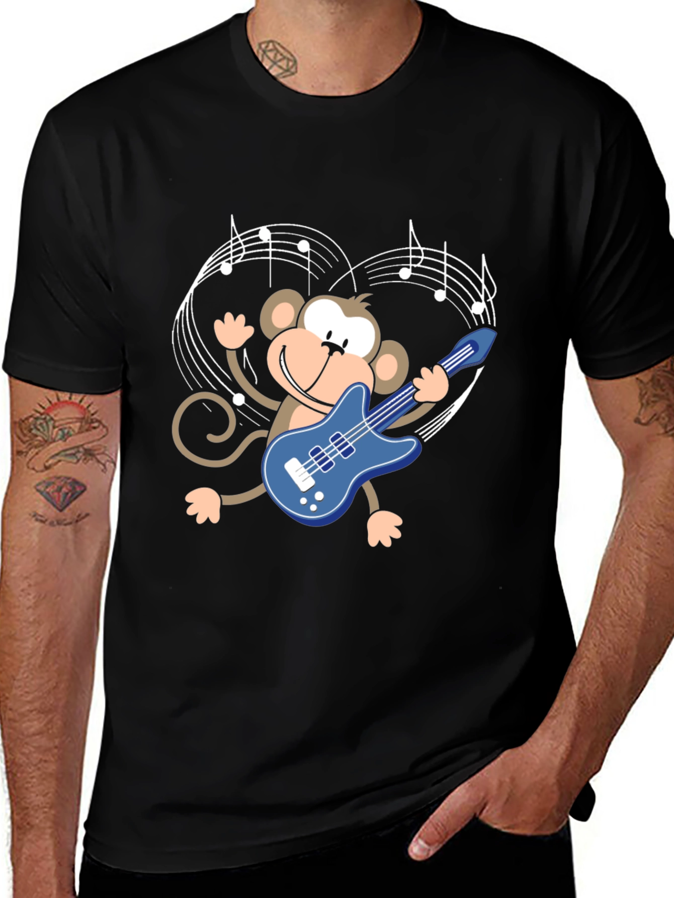 Variant 4 of Monkey Guitarist Graphic Tee - Black