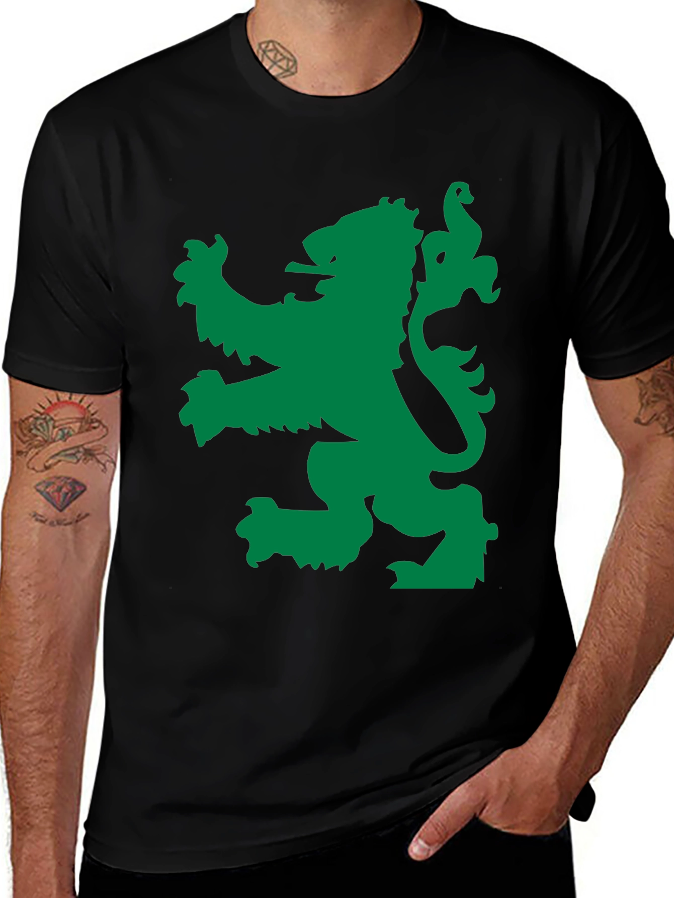 Variant 13 of Green Lion Black Tee - Bold Graphic Design