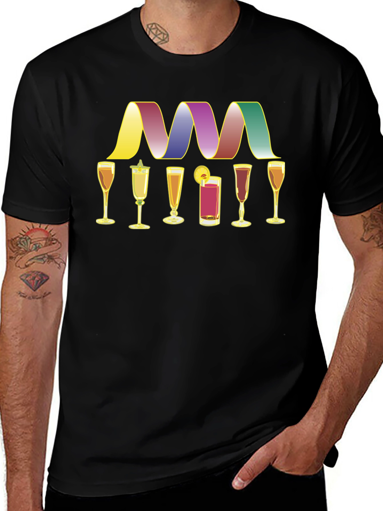 Variant 17 of Cocktail Ribbon T-Shirt - Stylish Party Wear