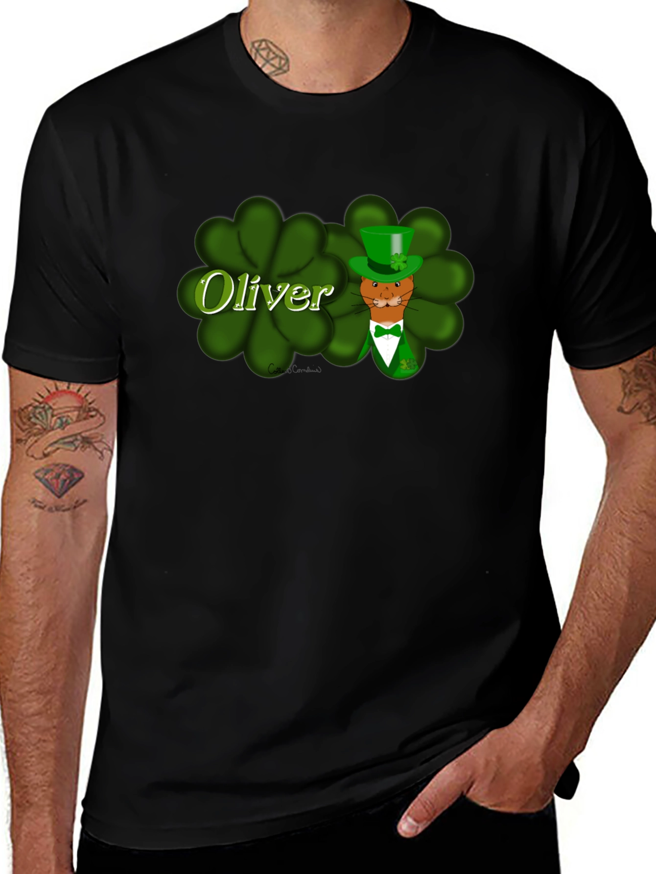 Variant 3 of Oliver St. Patrick's Day Cat Black T-Shirt