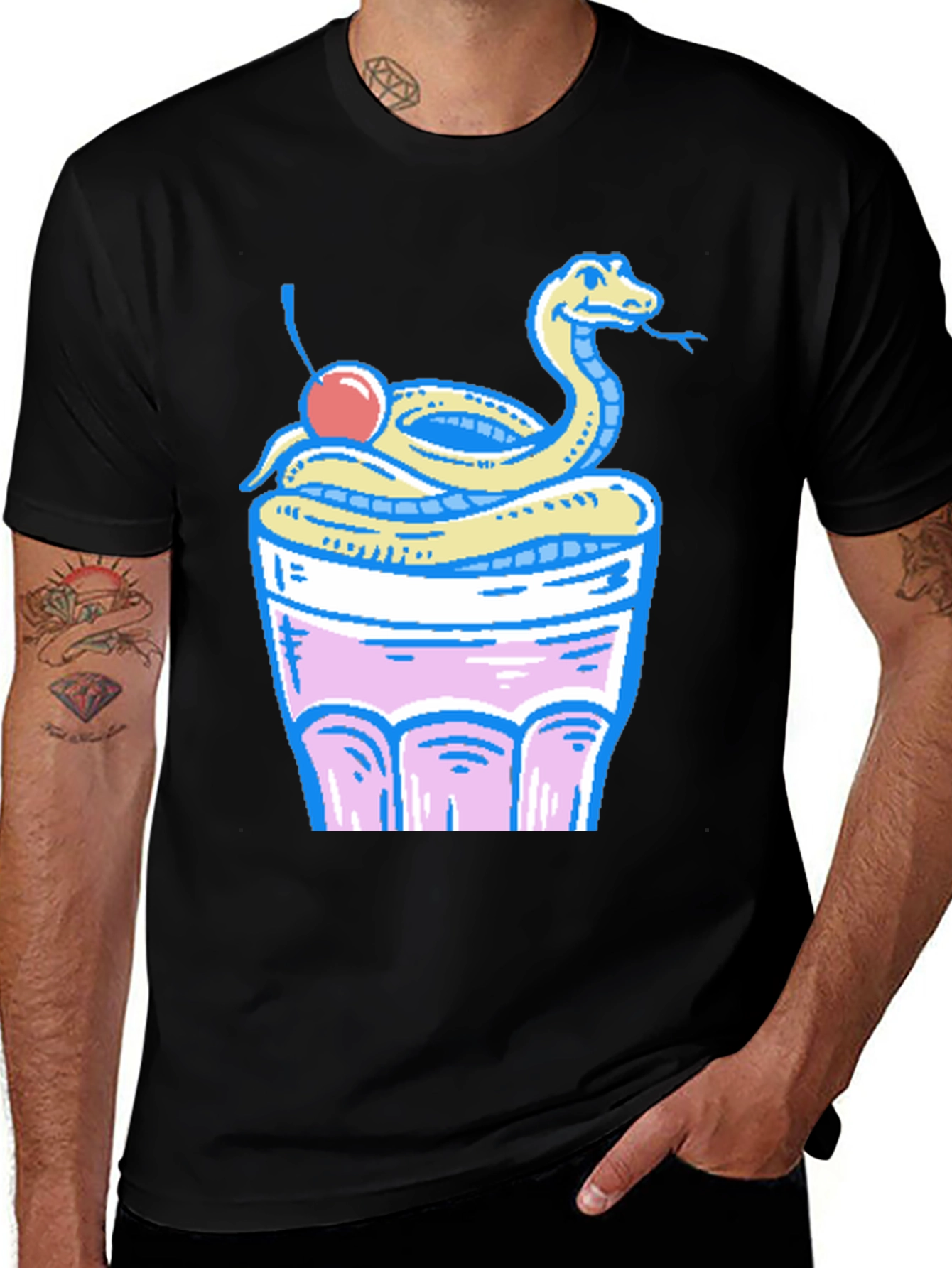 Snake Sundae Graphic Tee - Black T-Shirt