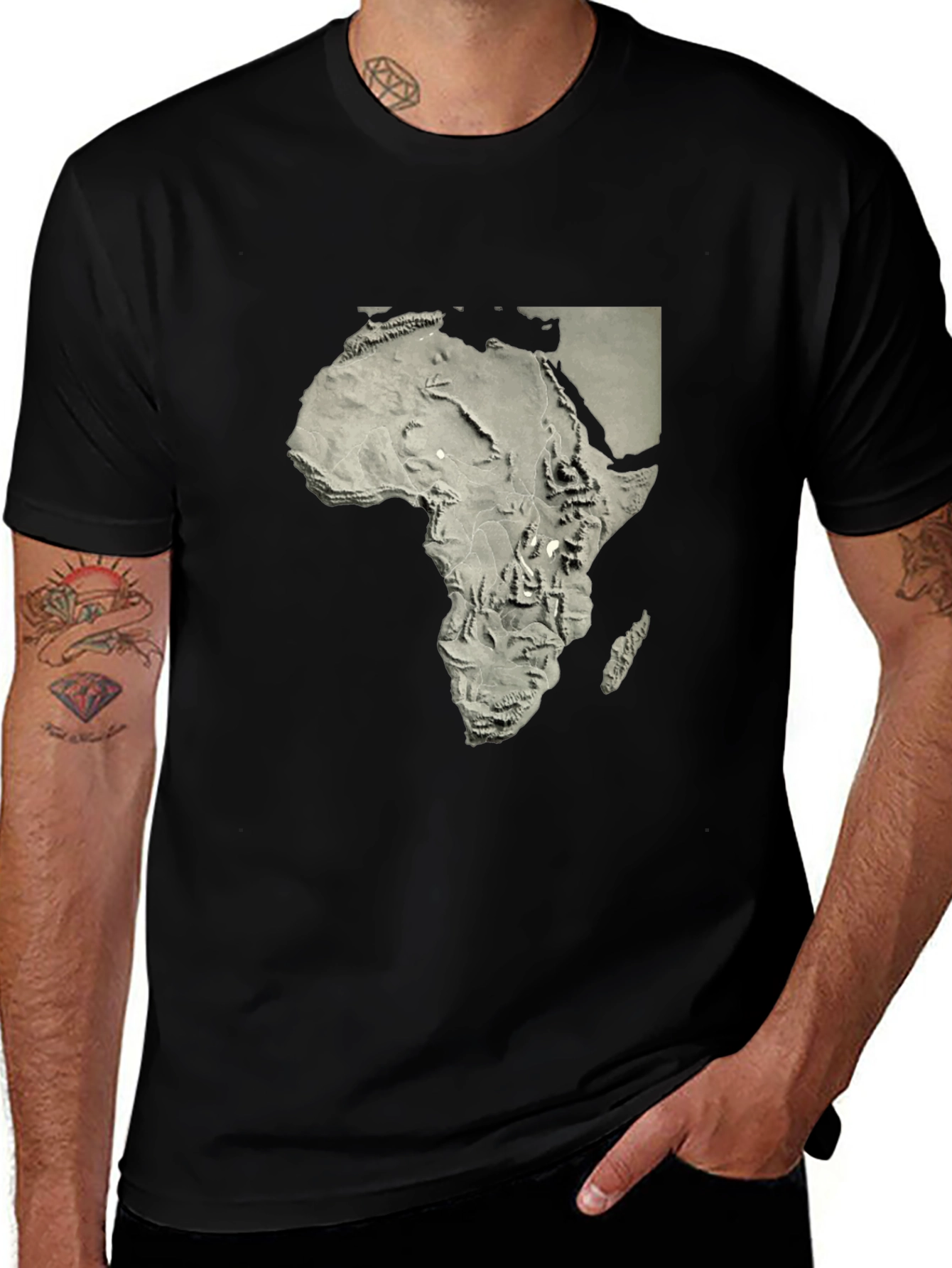 Variant 15 of Africa Topographic Map T-Shirt - Unique Continent Design