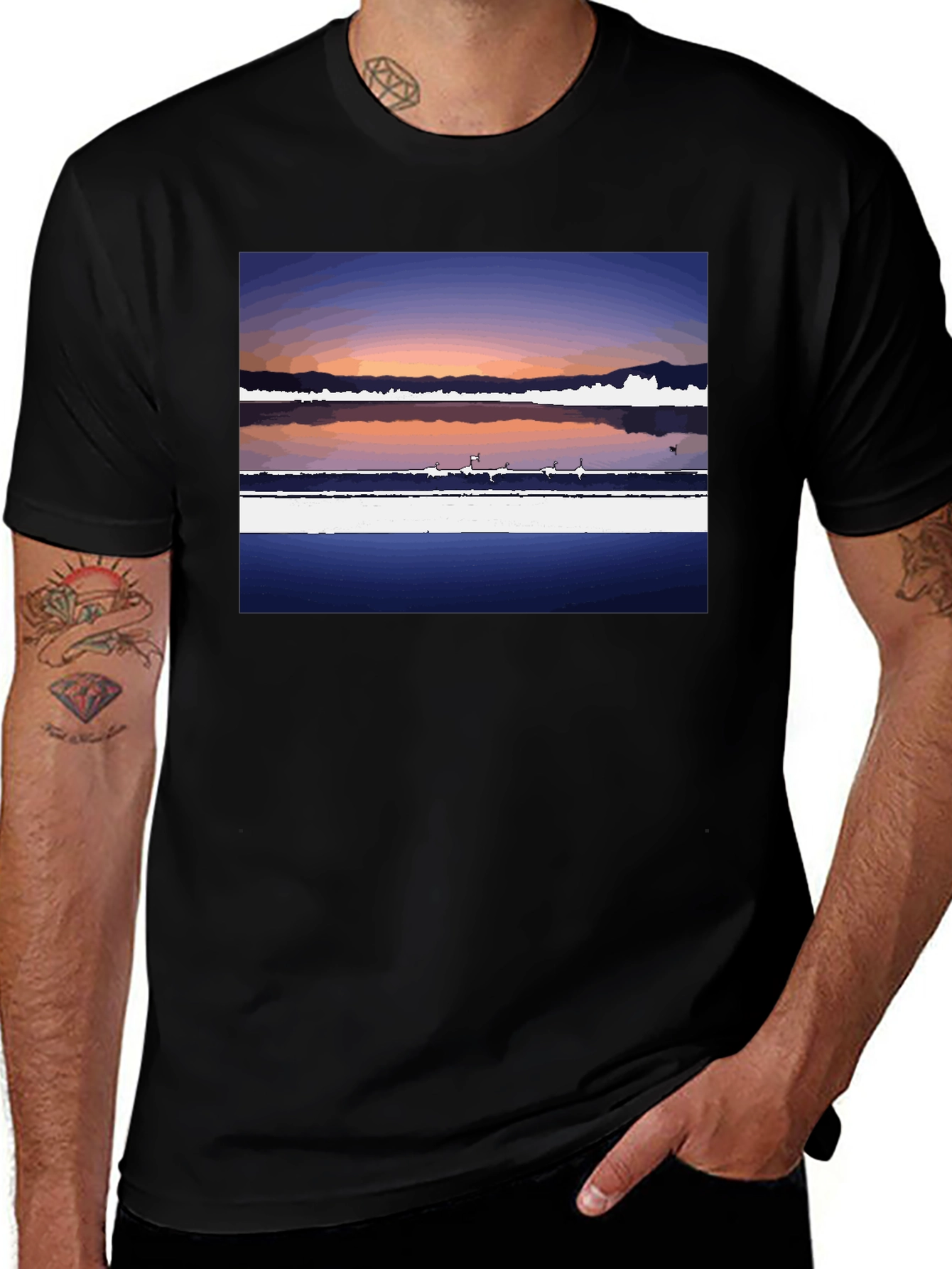 Variant 2 of Sunset Reflection Graphic Tee - Modern Style