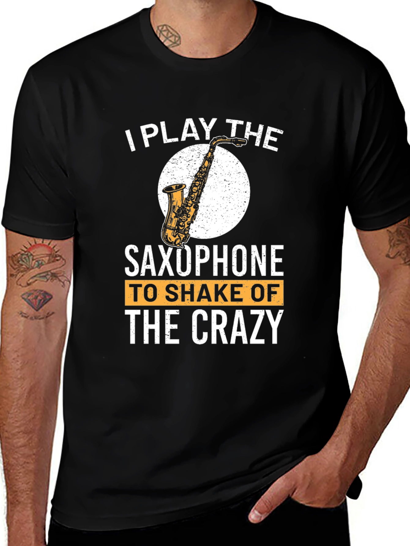 Variant 27 of Saxophone Player T-Shirt, Crazy Shake Off