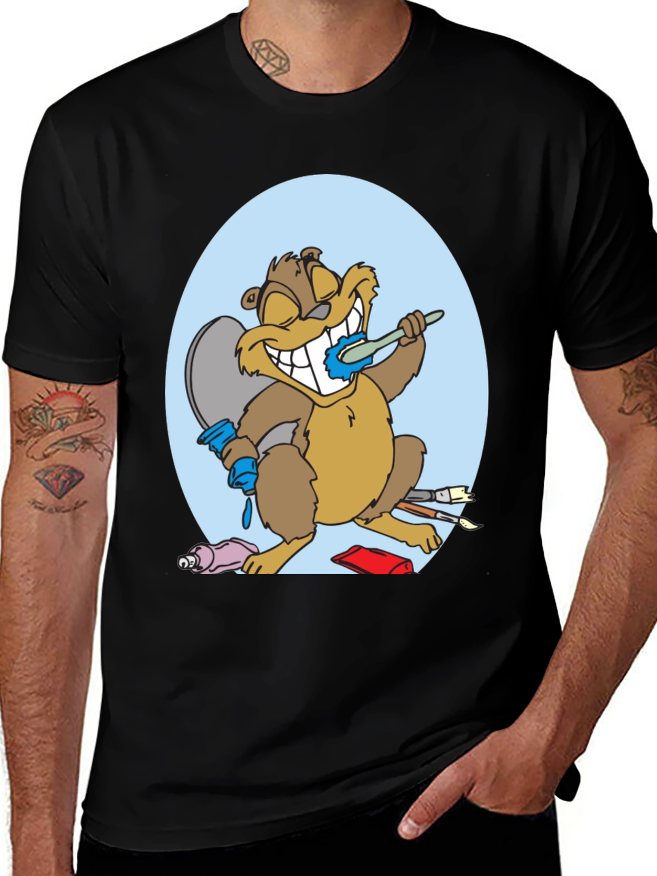 Variant 27 of Cartoon Beaver Artist T-Shirt