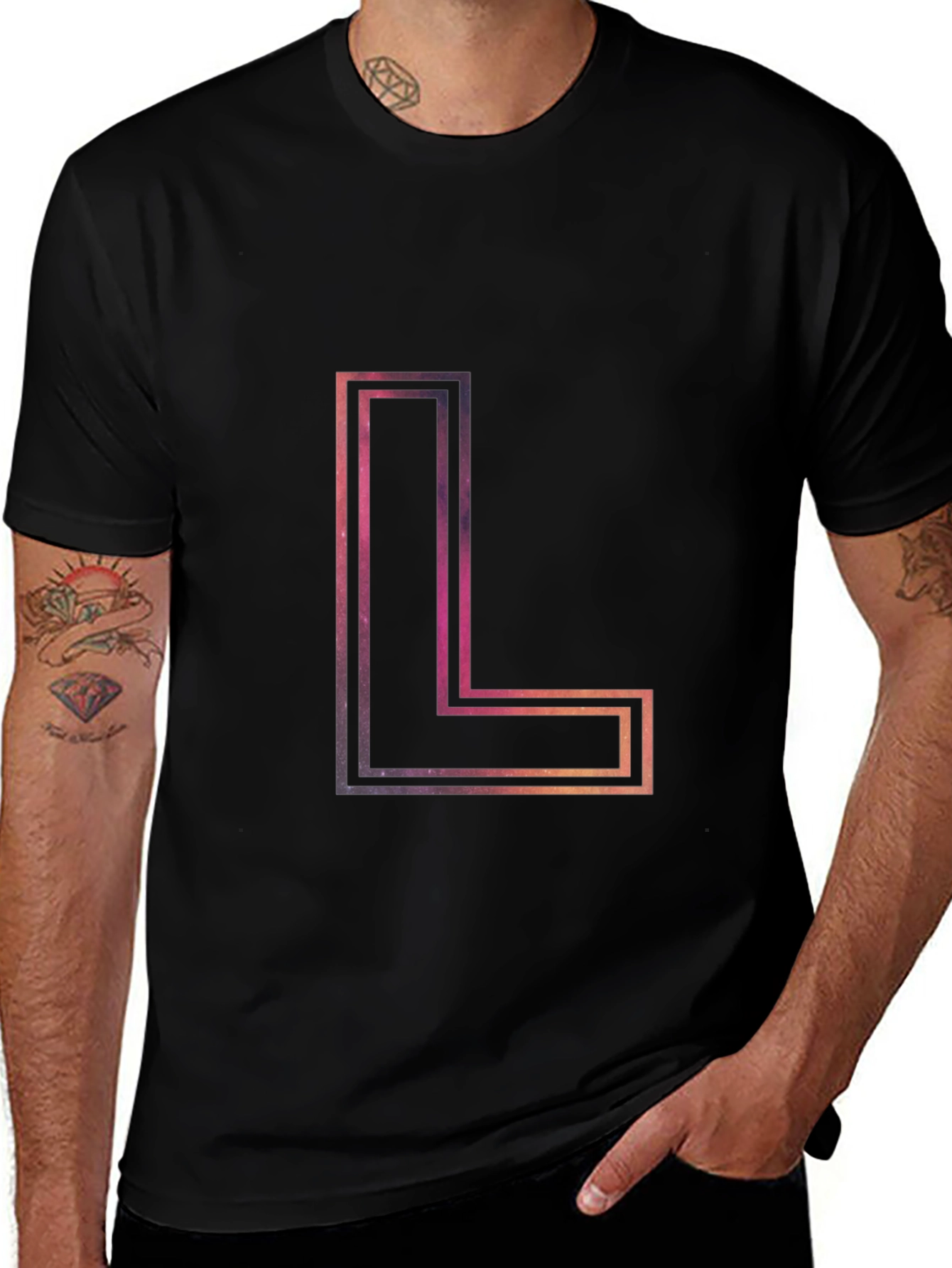 Variant 16 of Abstract Galaxy L Letter T-Shirt